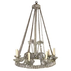 Italian Crystal Chandelier with Murano Flowers