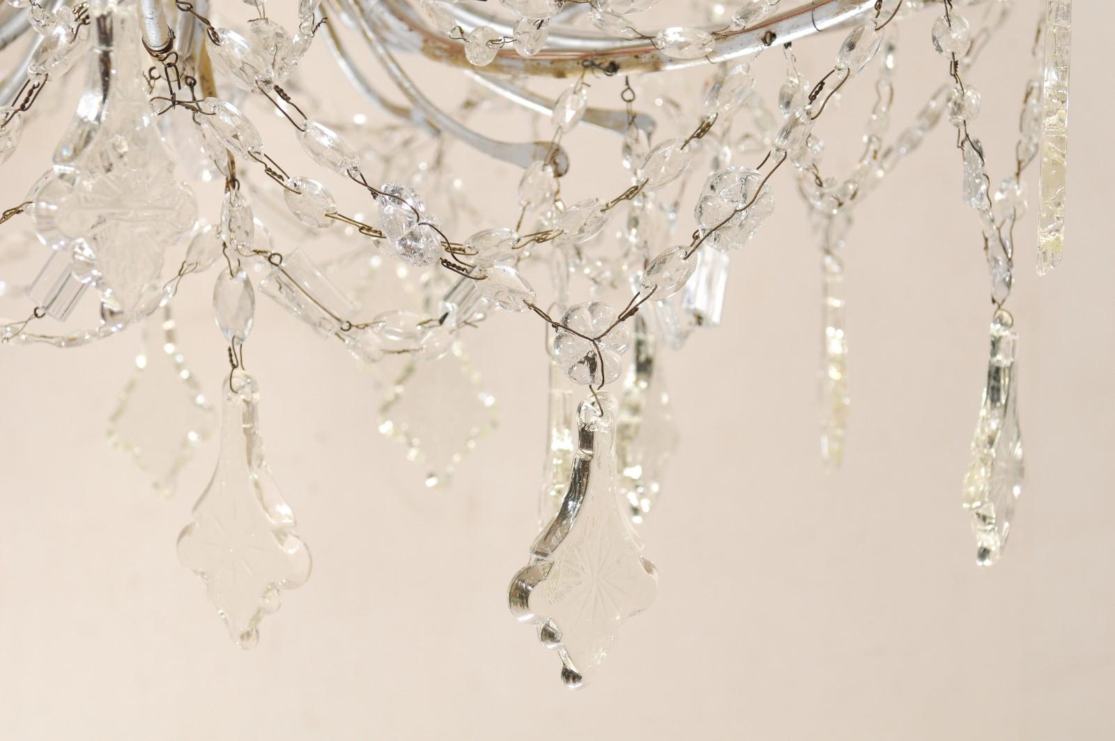 Italian Crystal Eight-Light Chandelier w/ Two-Tiered Waterfall Top, Mid-20th C. 4