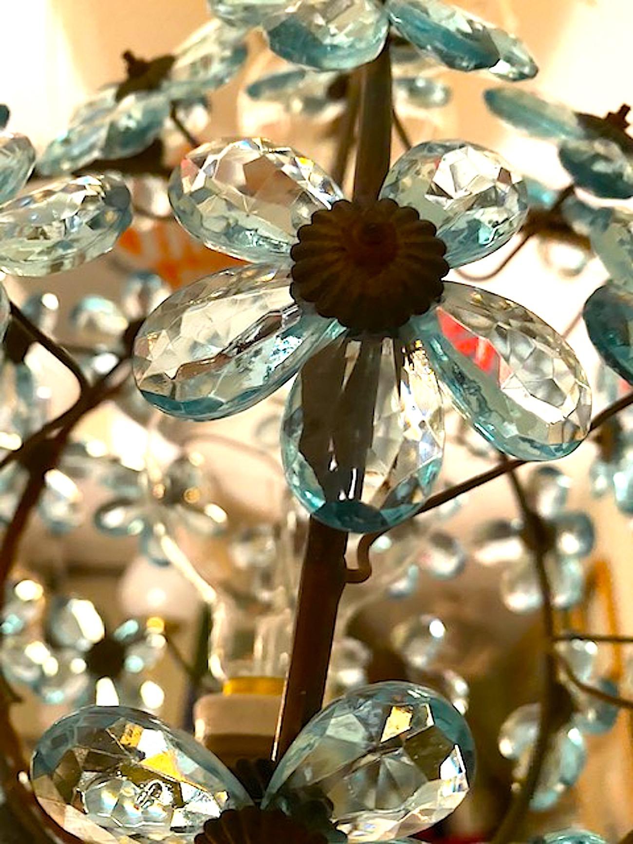 Mid-20th Century Italian Crystal Flower Pendant Light