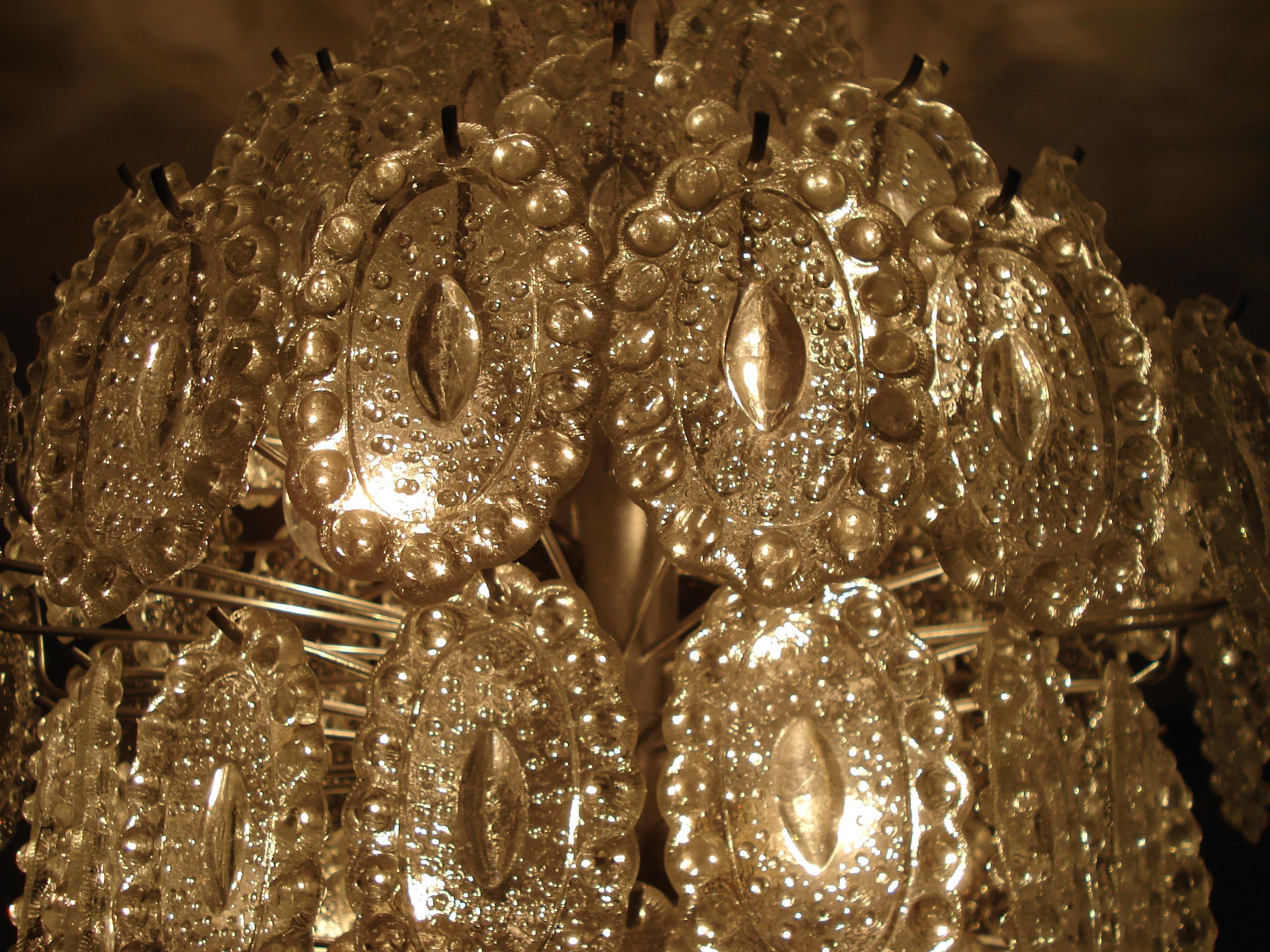 Italian Crystal Glass Chandelier in the Style of Mazzega, 1 of 2 For Sale 4