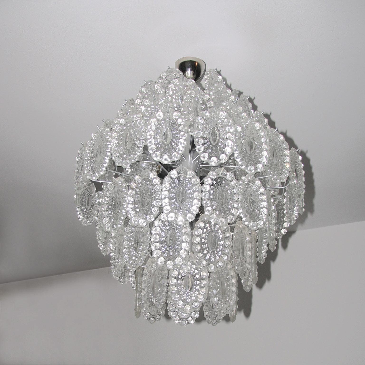 Italian Crystal Glass Chandelier in the Style of Mazzega, 1 of 2 In Good Condition For Sale In Bochum, NRW