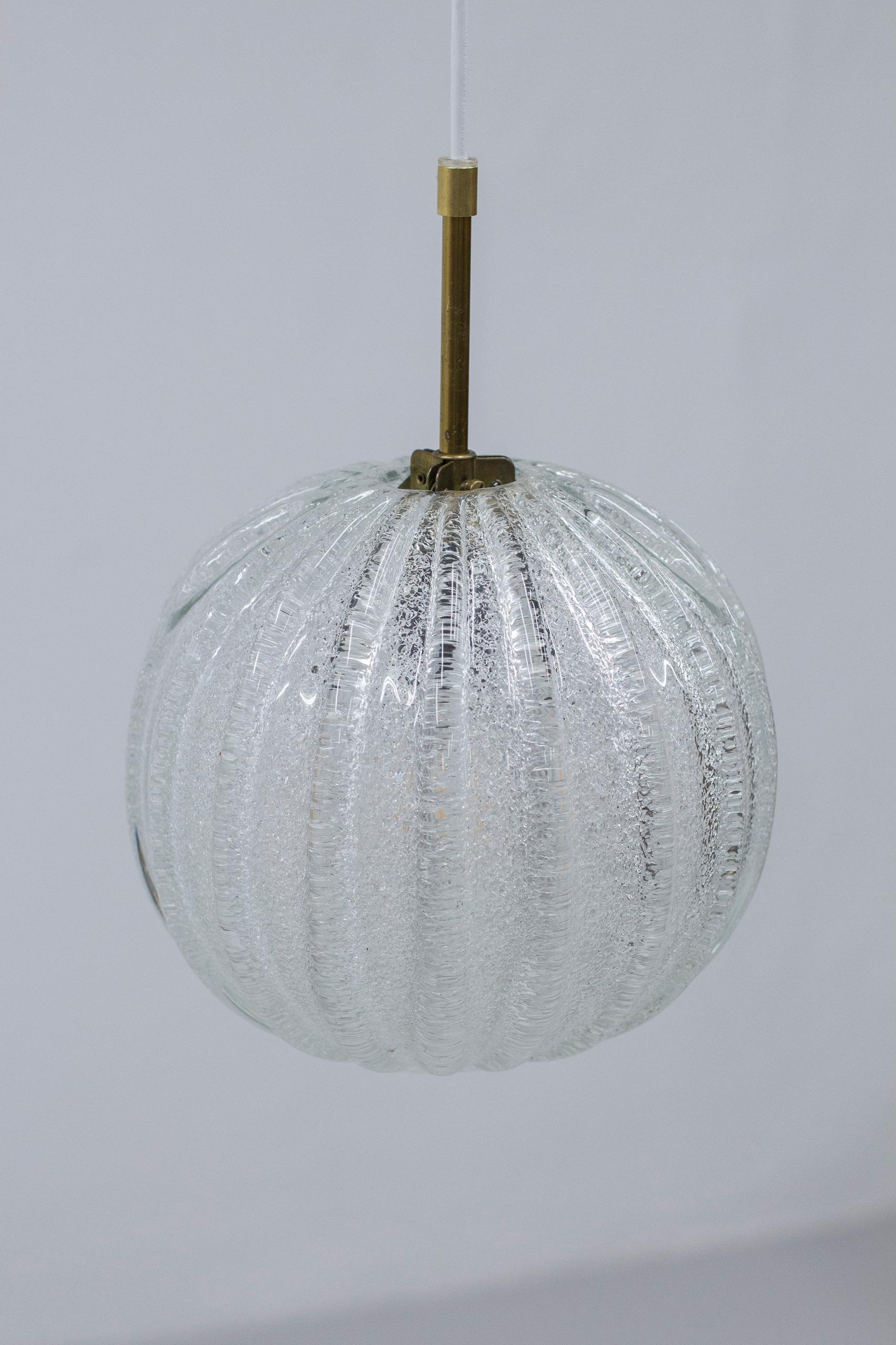 Mid-Century Modern Italian Crystal Glass Pendant Lamp by Barovier & Toso, 1950s, No.1