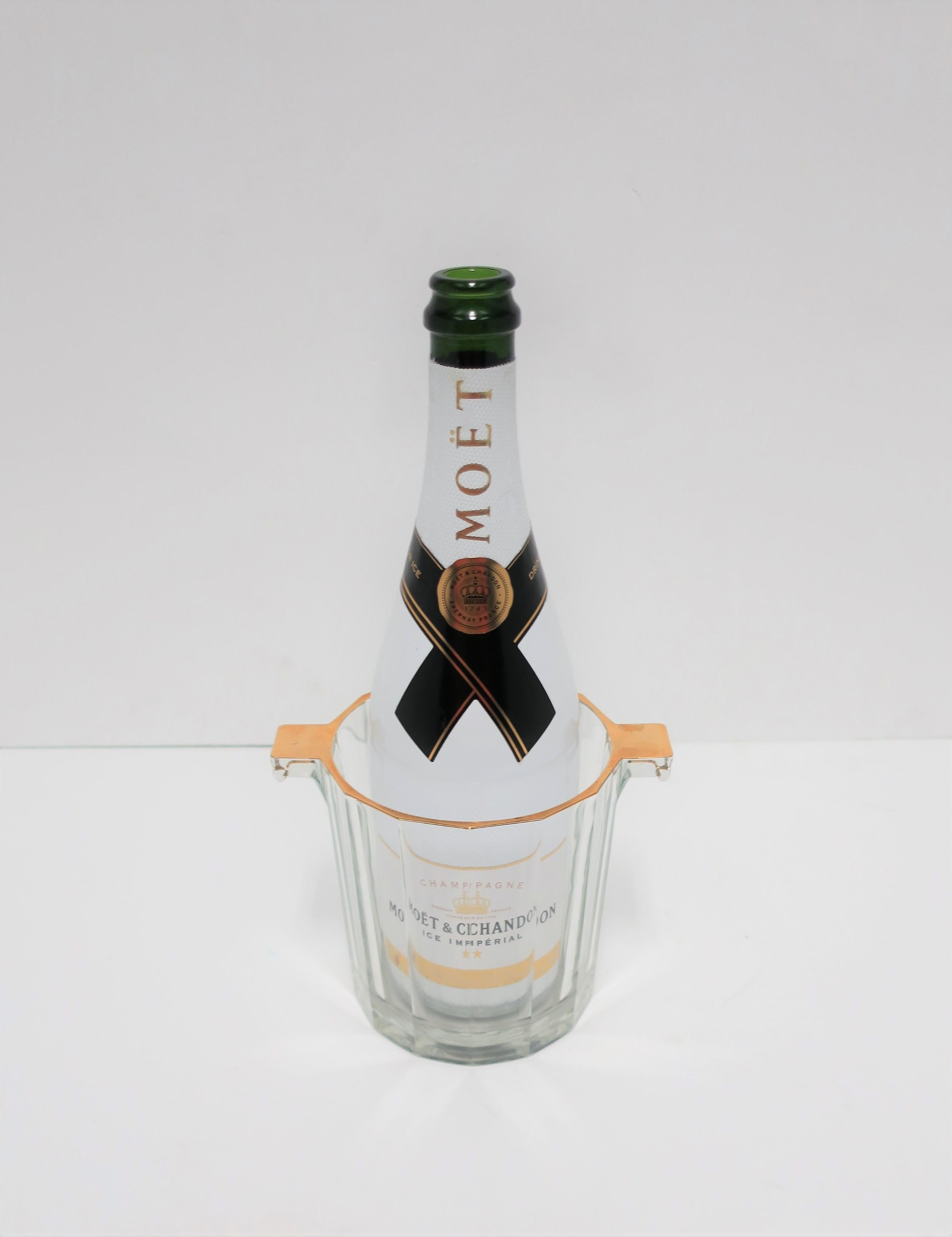 Italian Crystal Ice Bucket or Wine Cooler with Gold Design 1