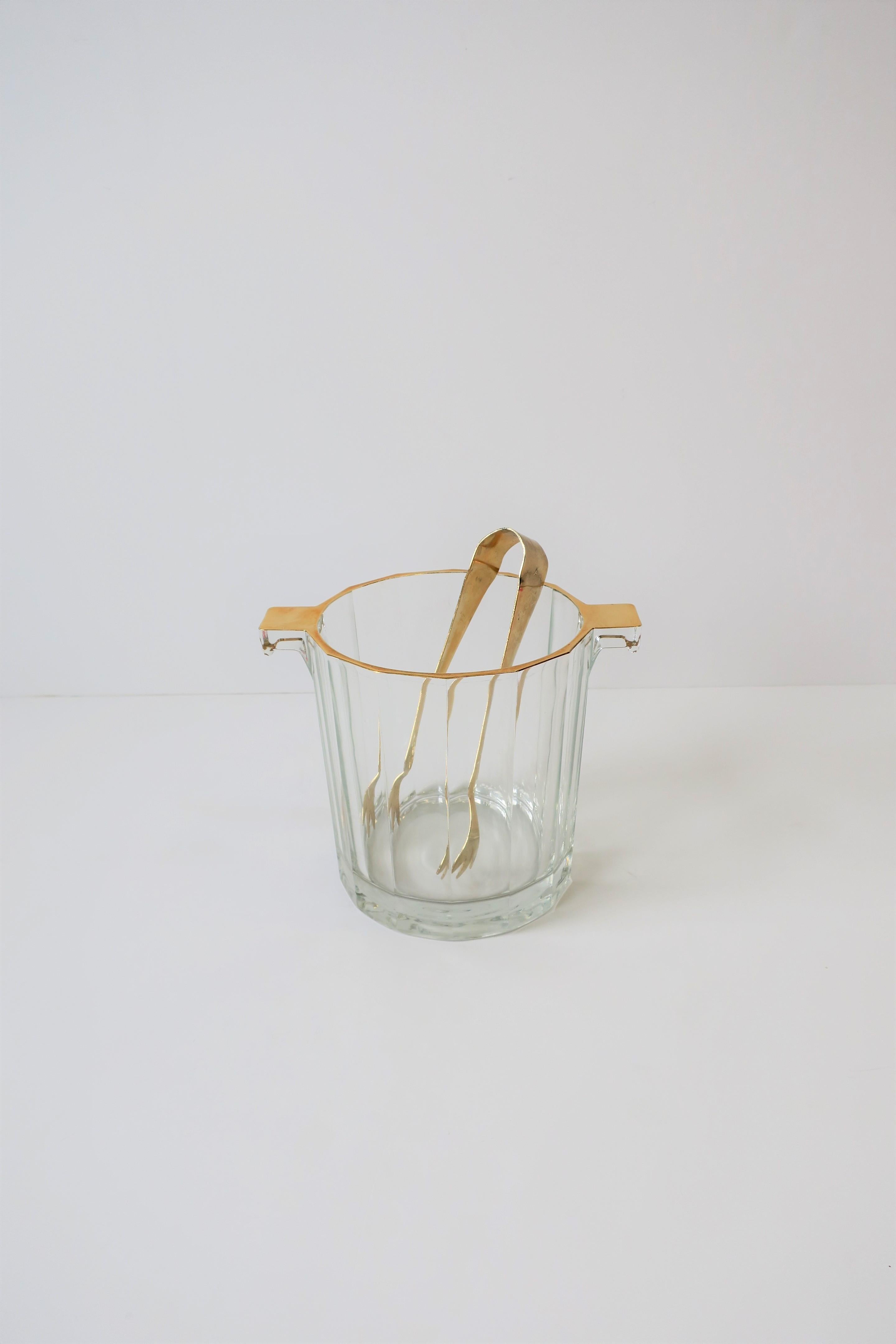 20th Century Italian Crystal Ice Bucket or Wine Cooler with Gold Design