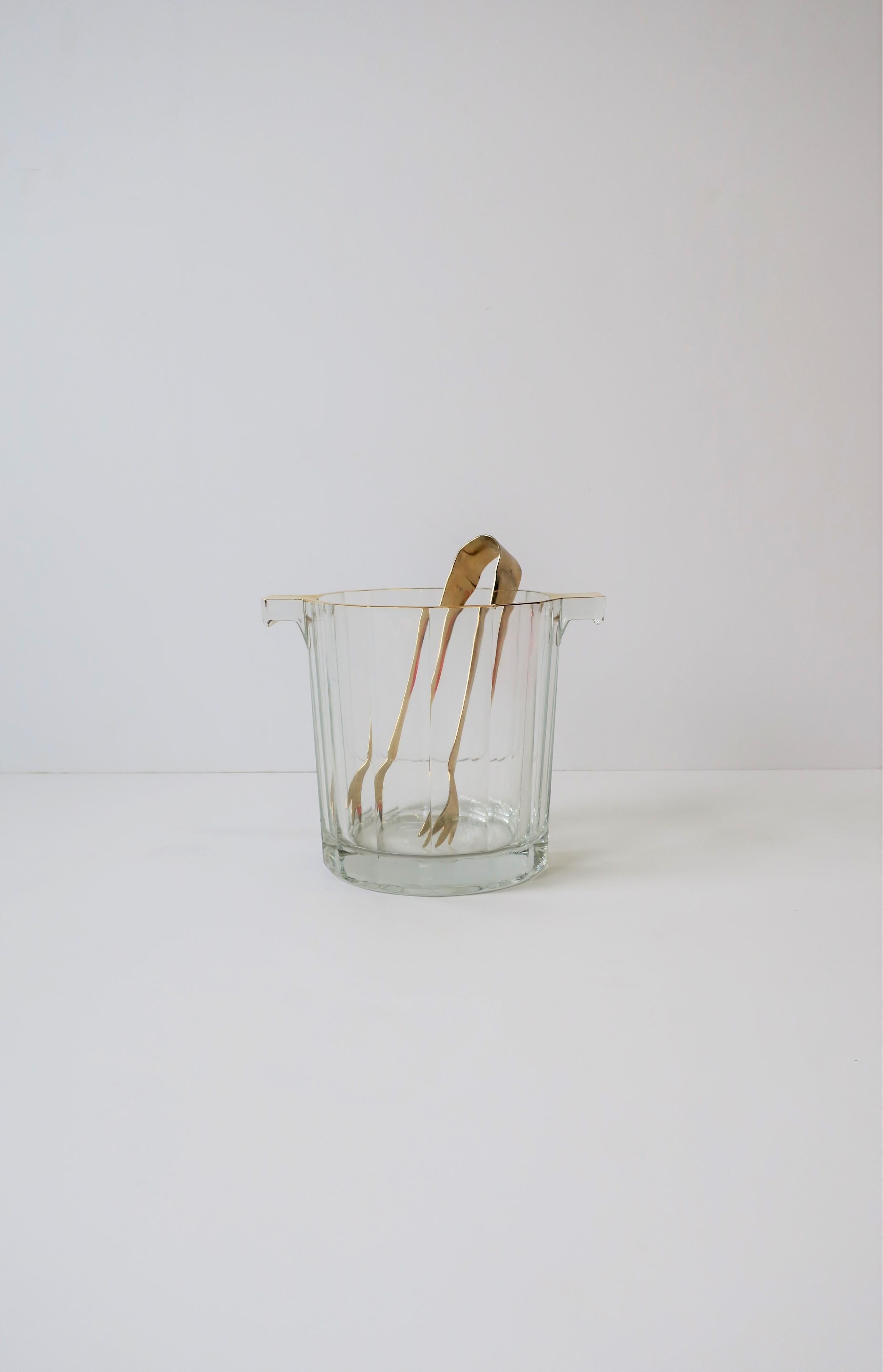 Italian Crystal Ice Bucket or Wine Cooler with Gold Design 1