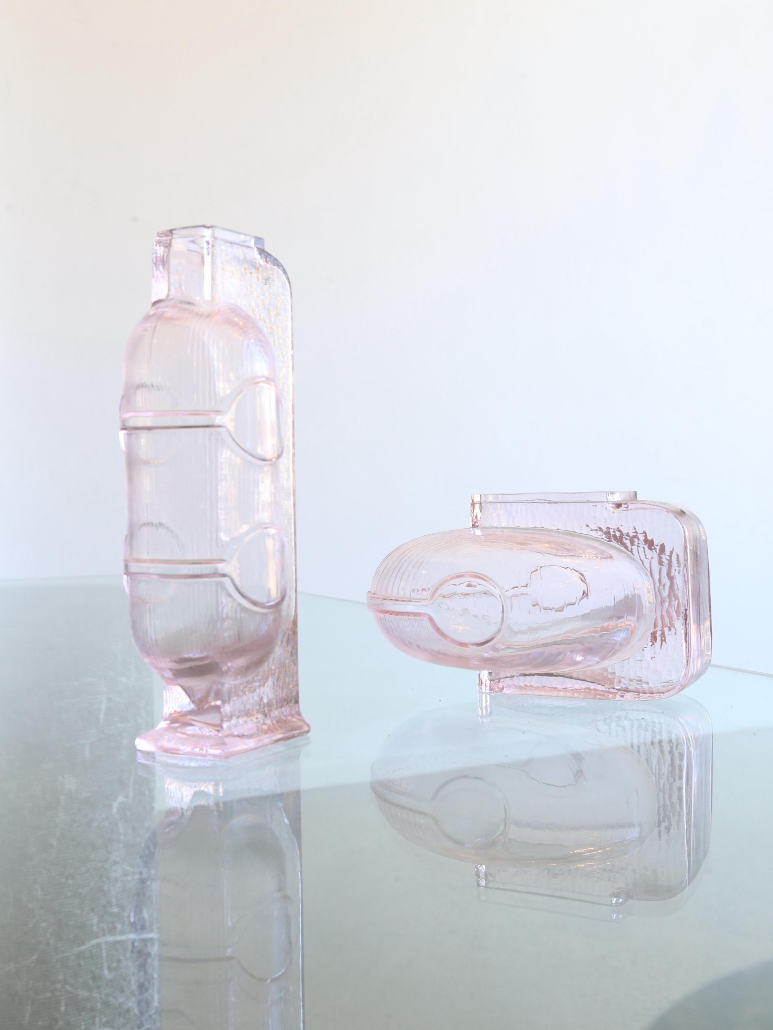 Italian Crystal Light Pink Wine Decanter Centrepieces by Grandi Cristalli, 1960s For Sale 3