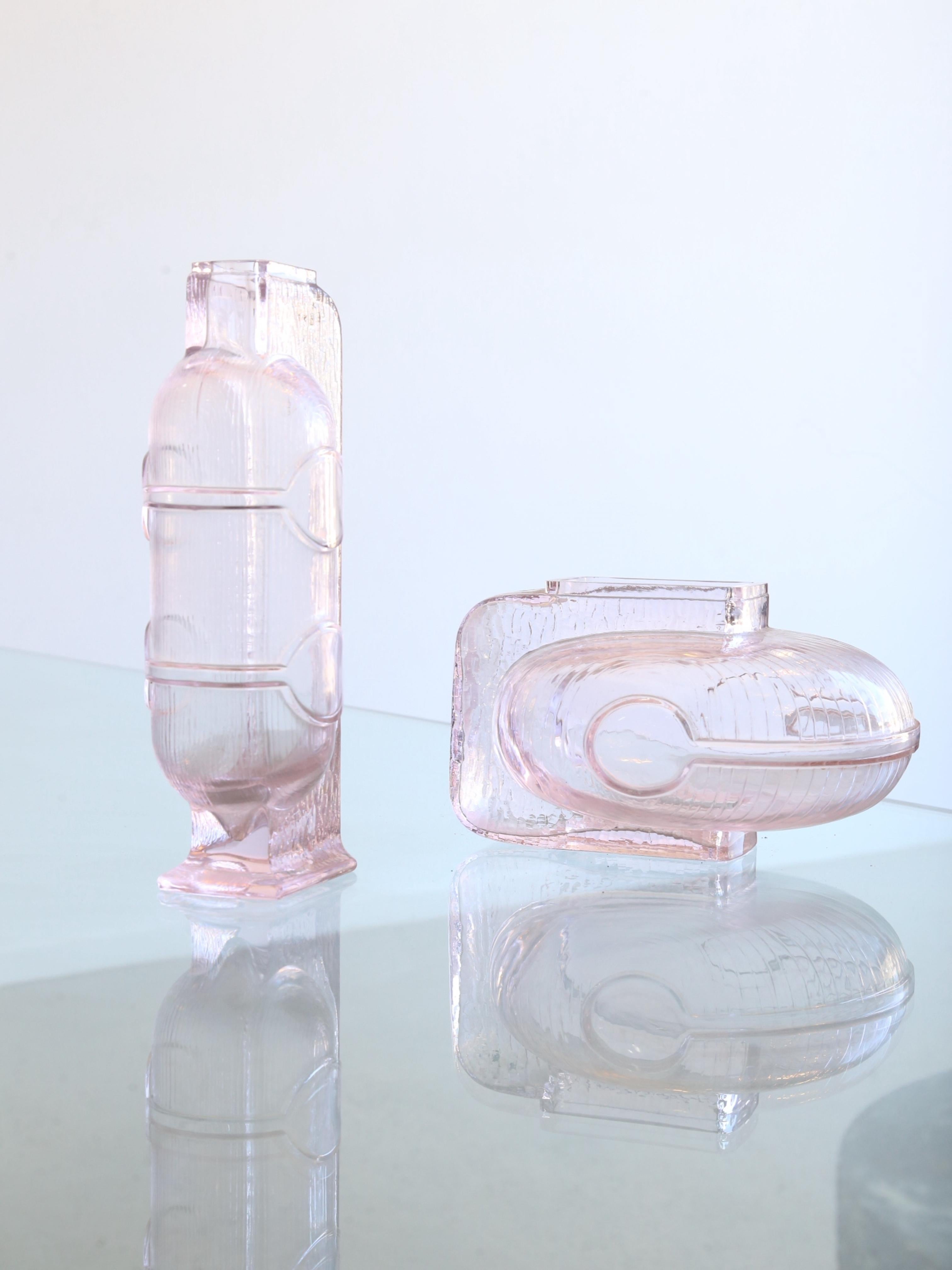 Italian Crystal Light Pink Wine Decanter Centrepieces by Grandi Cristalli, 1960s For Sale 5