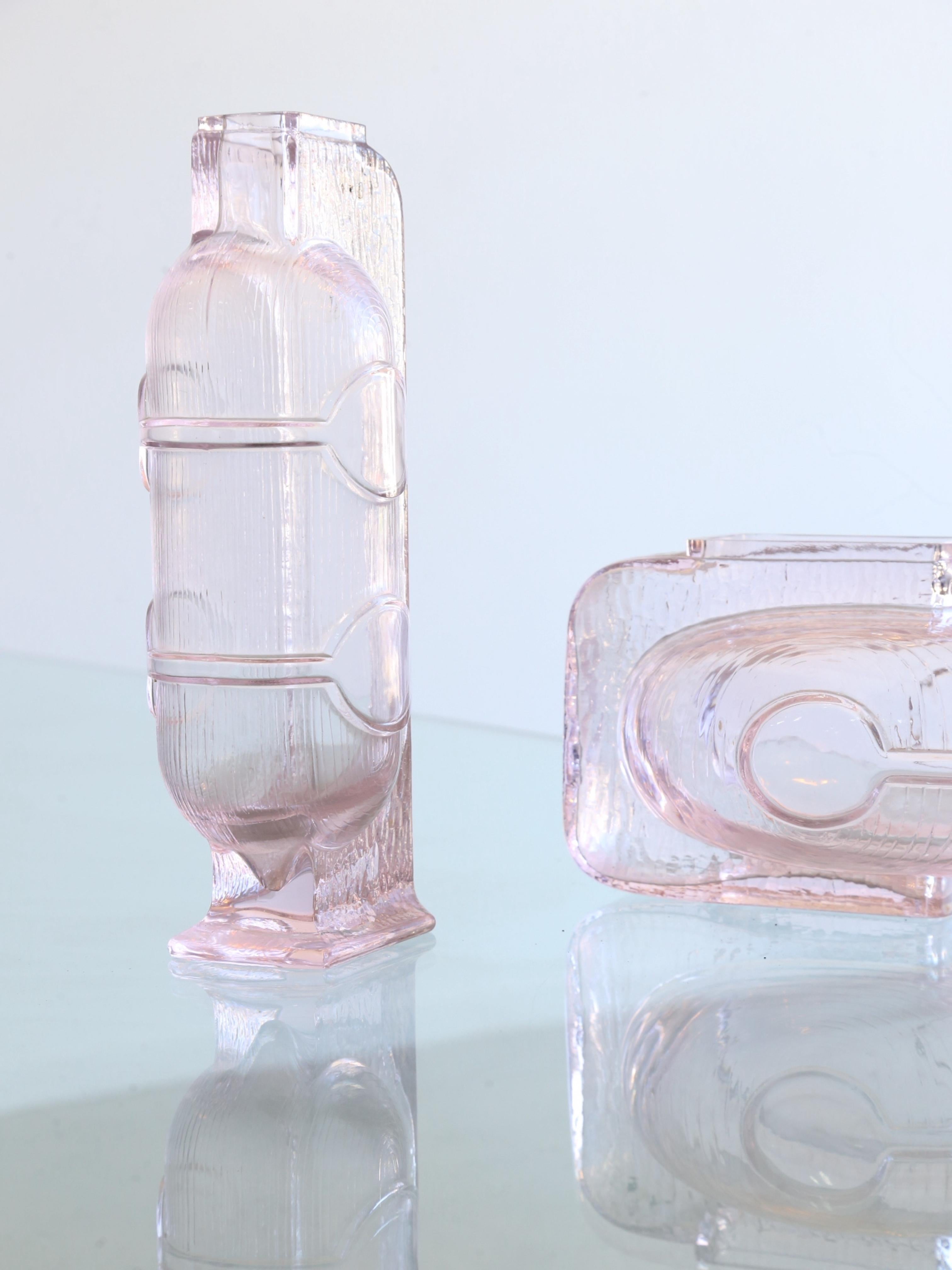 Italian Crystal Light Pink Wine Decanter Centrepieces by Grandi Cristalli, 1960s For Sale 6