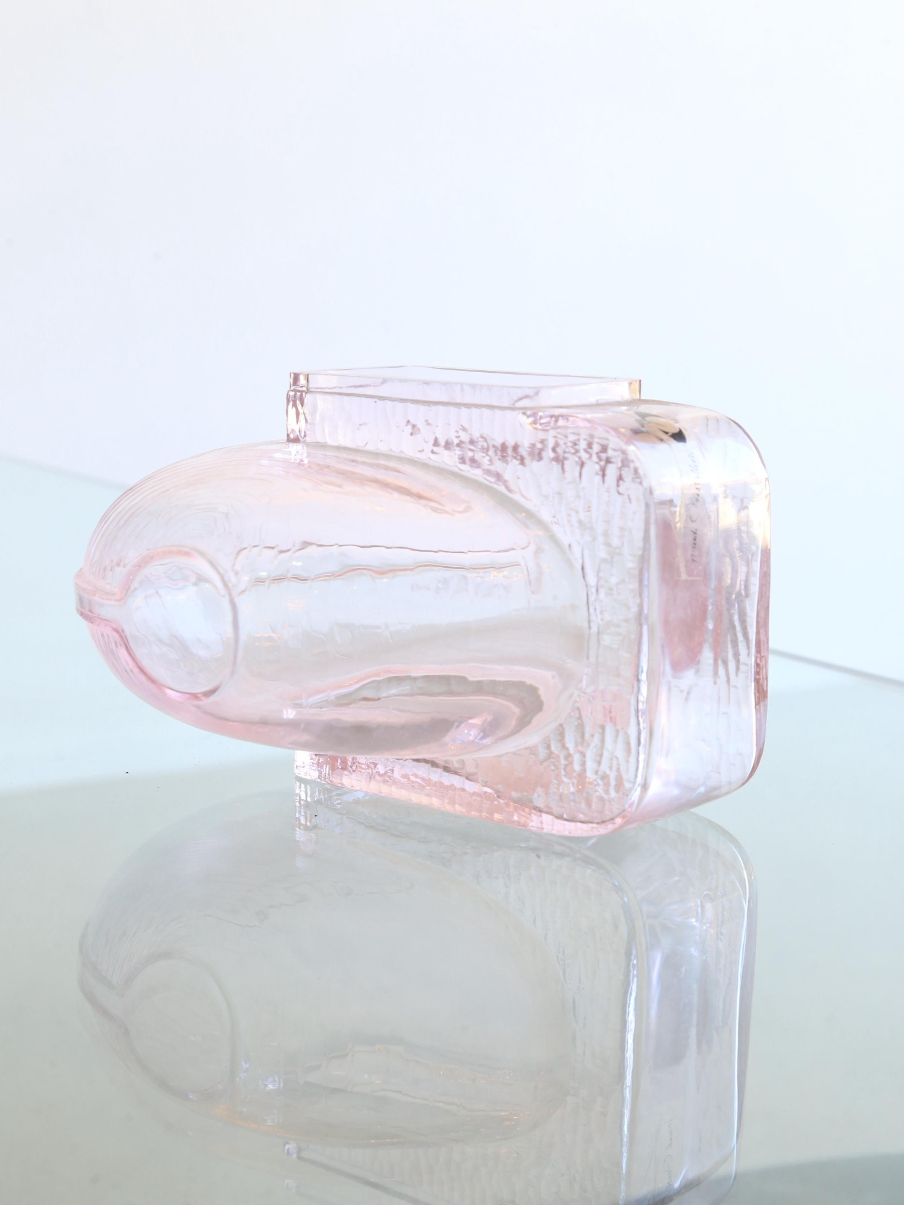 Mid-Century Modern Italian Crystal Light Pink Wine Decanter Centrepieces by Grandi Cristalli, 1960s For Sale