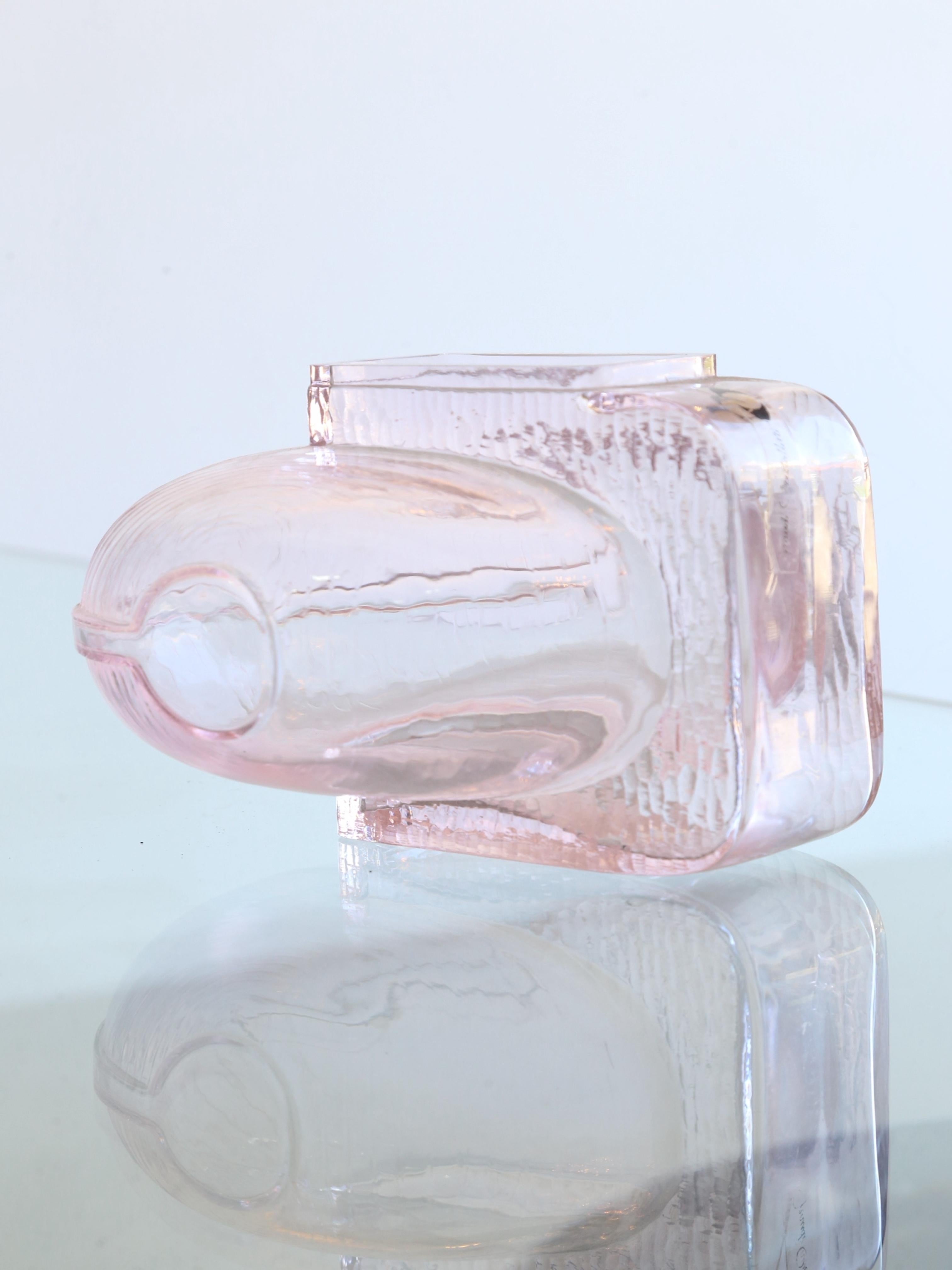 Hand-Crafted Italian Crystal Light Pink Wine Decanter Centrepieces by Grandi Cristalli, 1960s For Sale