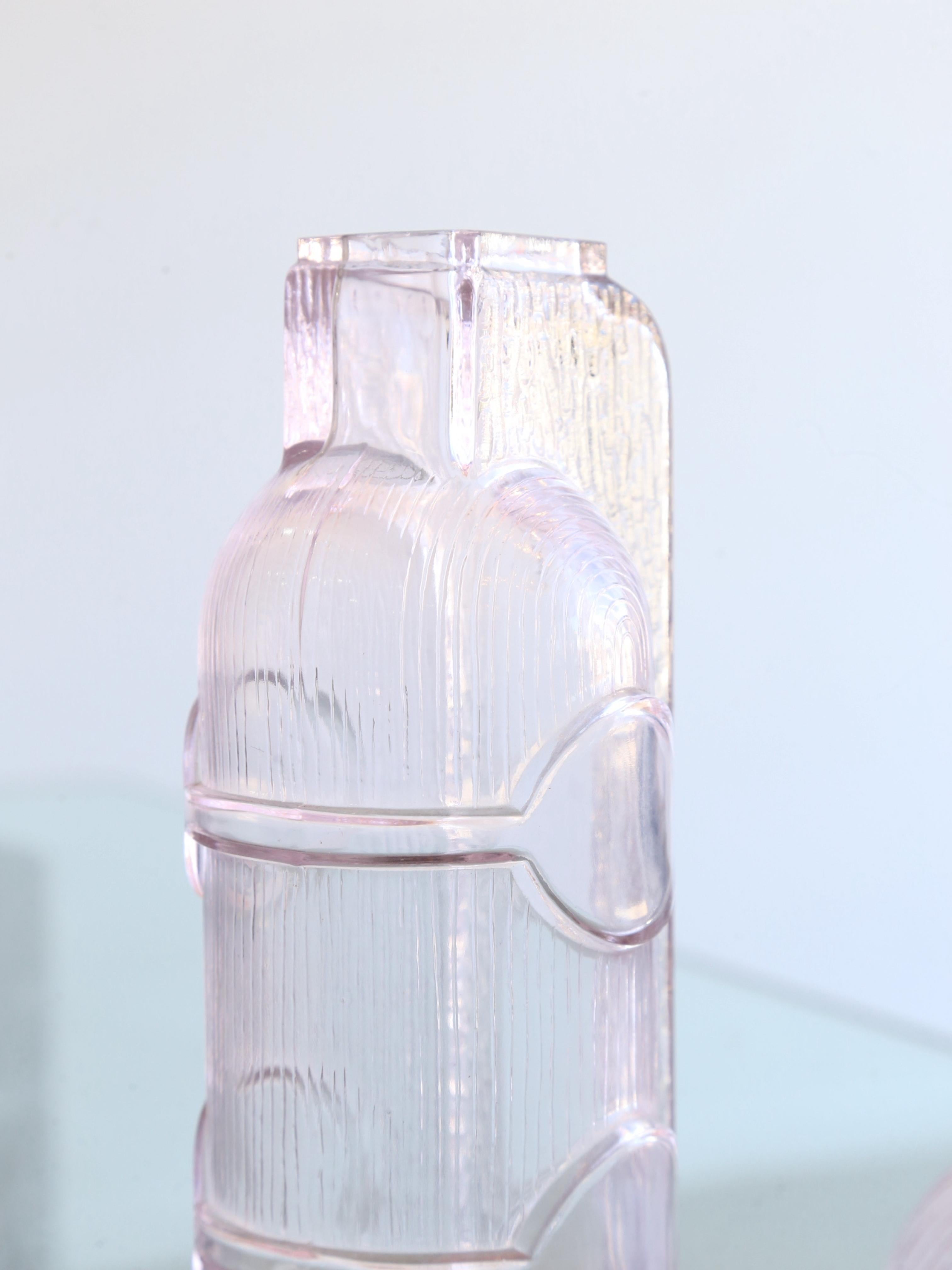 Italian Crystal Light Pink Wine Decanter Centrepieces by Grandi Cristalli, 1960s In Good Condition For Sale In Byron Bay, NSW