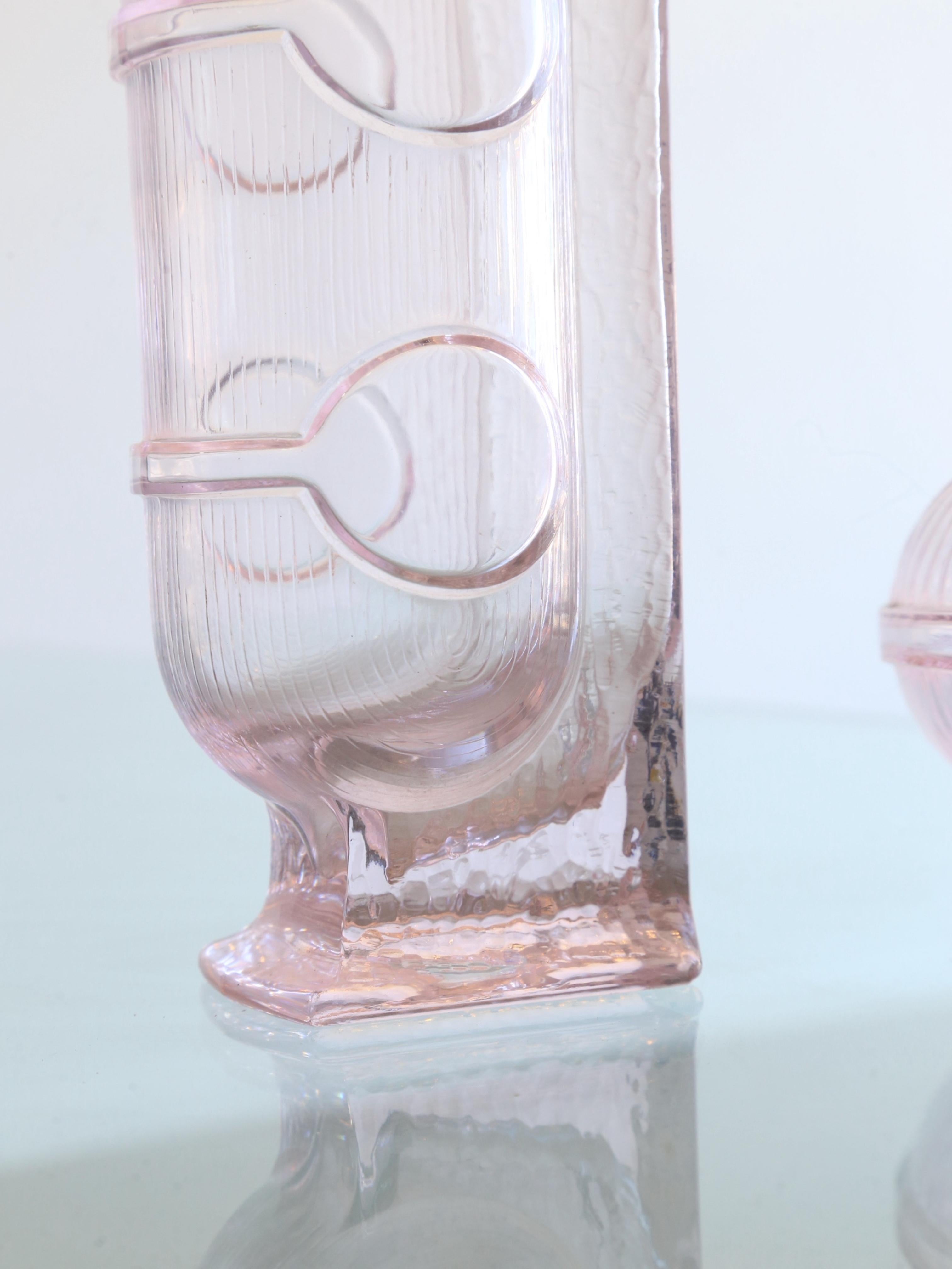 Italian Crystal Light Pink Wine Decanter Centrepieces by Grandi Cristalli, 1960s For Sale 1