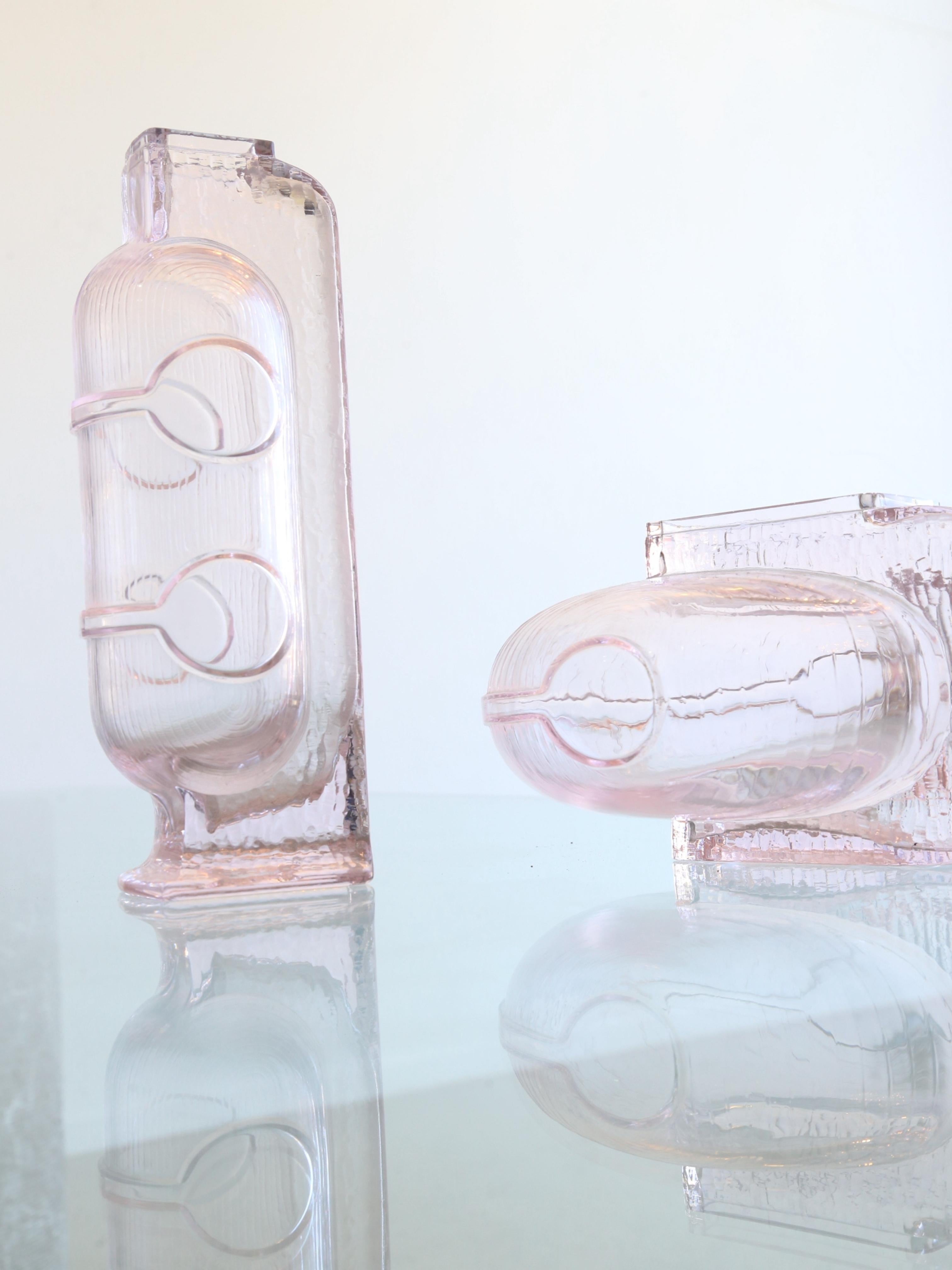 Italian Crystal Light Pink Wine Decanter Centrepieces by Grandi Cristalli, 1960s For Sale 2