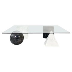 Italian Crystal Marble Metafora Coffee Table by Vignelli for Casigliani, 1980s