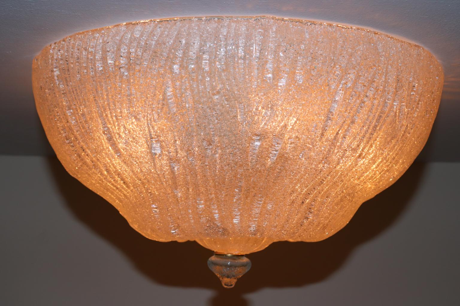 Mid-Century Modern Italian Crystal Murano Glass Ceiling Light by Murano Due For Sale