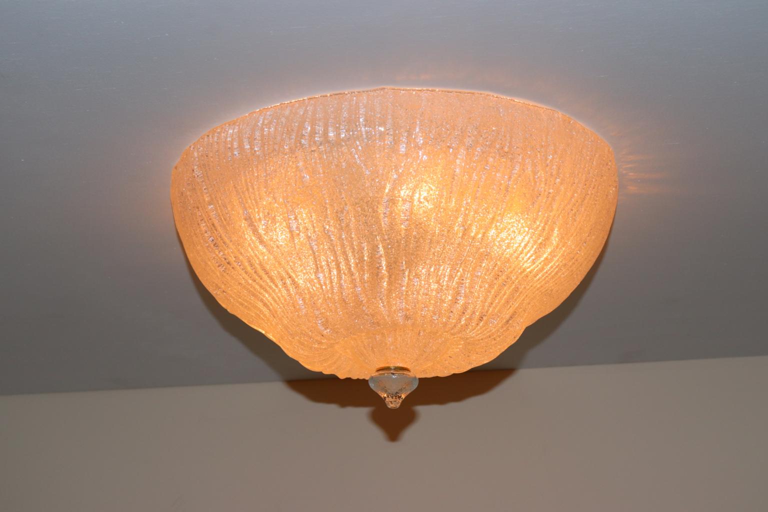 Cast Italian Crystal Murano Glass Ceiling Light by Murano Due For Sale