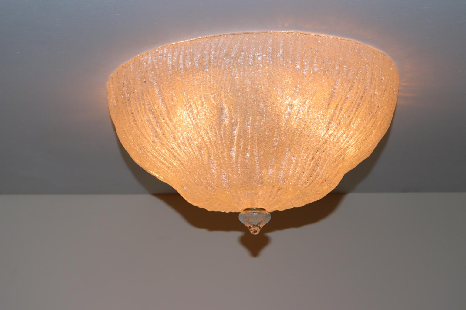 Italian Crystal Murano Glass Ceiling Light by Murano Due In Excellent Condition For Sale In Saddle Brook , NJ