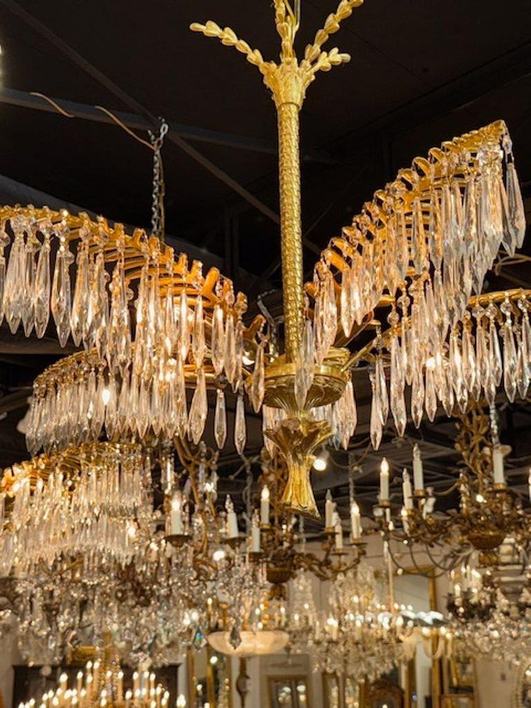 XIX secolo Lampadario a forma di palma in cristallo italiano in vendita