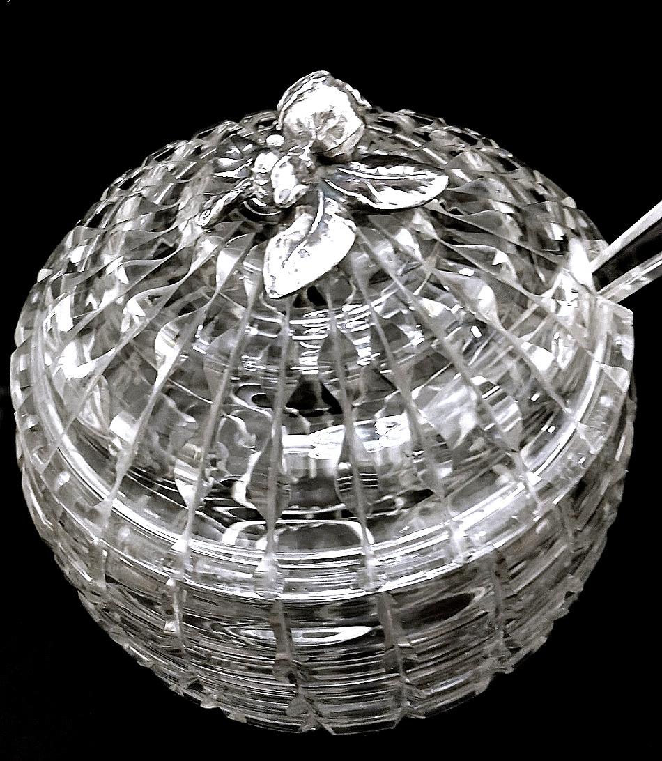 Hand-Crafted Italian Crystal Punch Bowl With Lid And Ladle For Sale