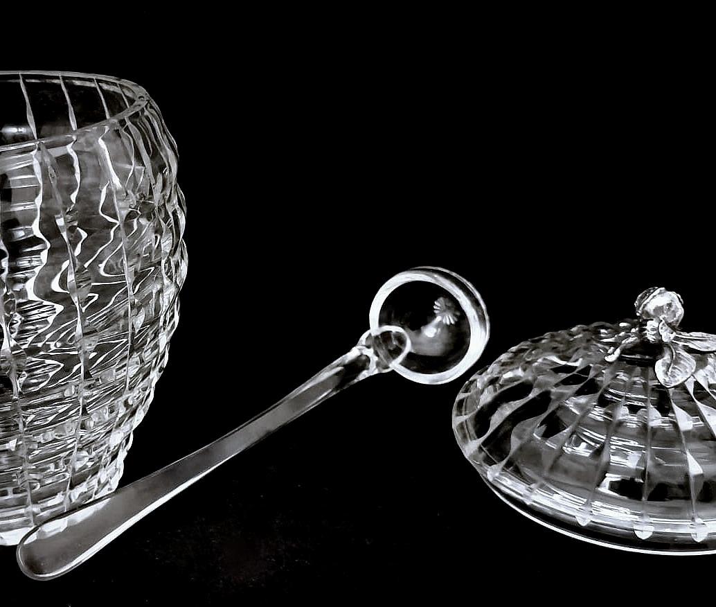 Metal Italian Crystal Punch Bowl With Lid And Ladle For Sale