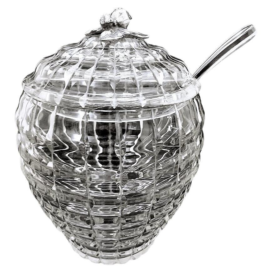 Italian Crystal Punch Bowl With Lid And Ladle For Sale
