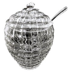 Retro Italian Crystal Punch Bowl With Lid And Ladle