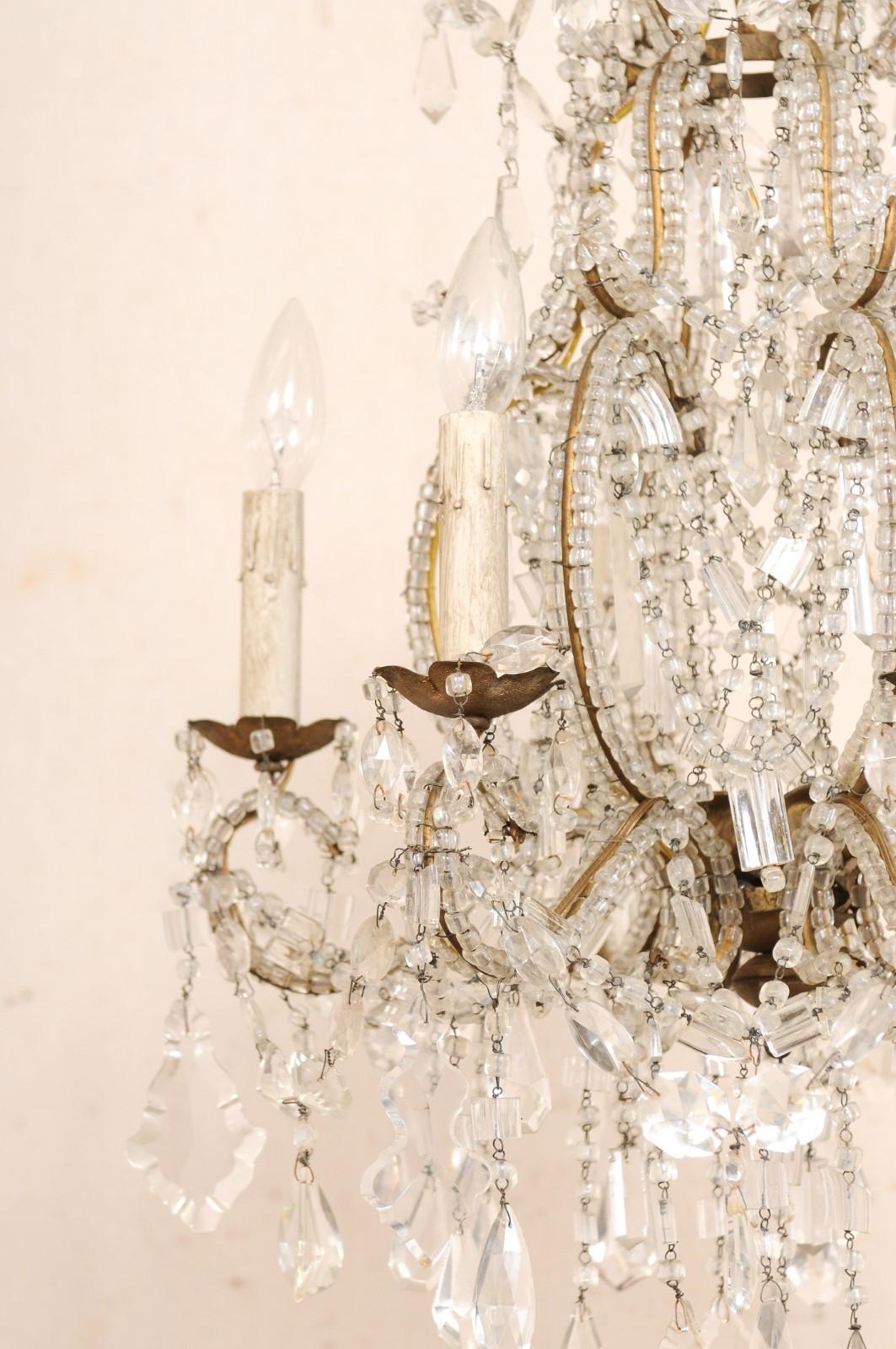 Italiano Lampadario a sei luci in cristallo italiano (bellissimo formato Petite!) in vendita