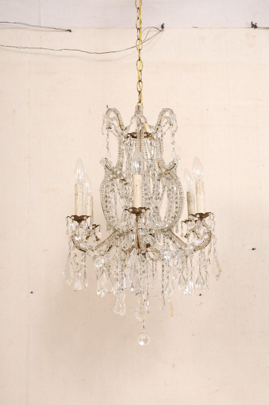 Lampadario a sei luci in cristallo italiano (bellissimo formato Petite!) in vendita 1