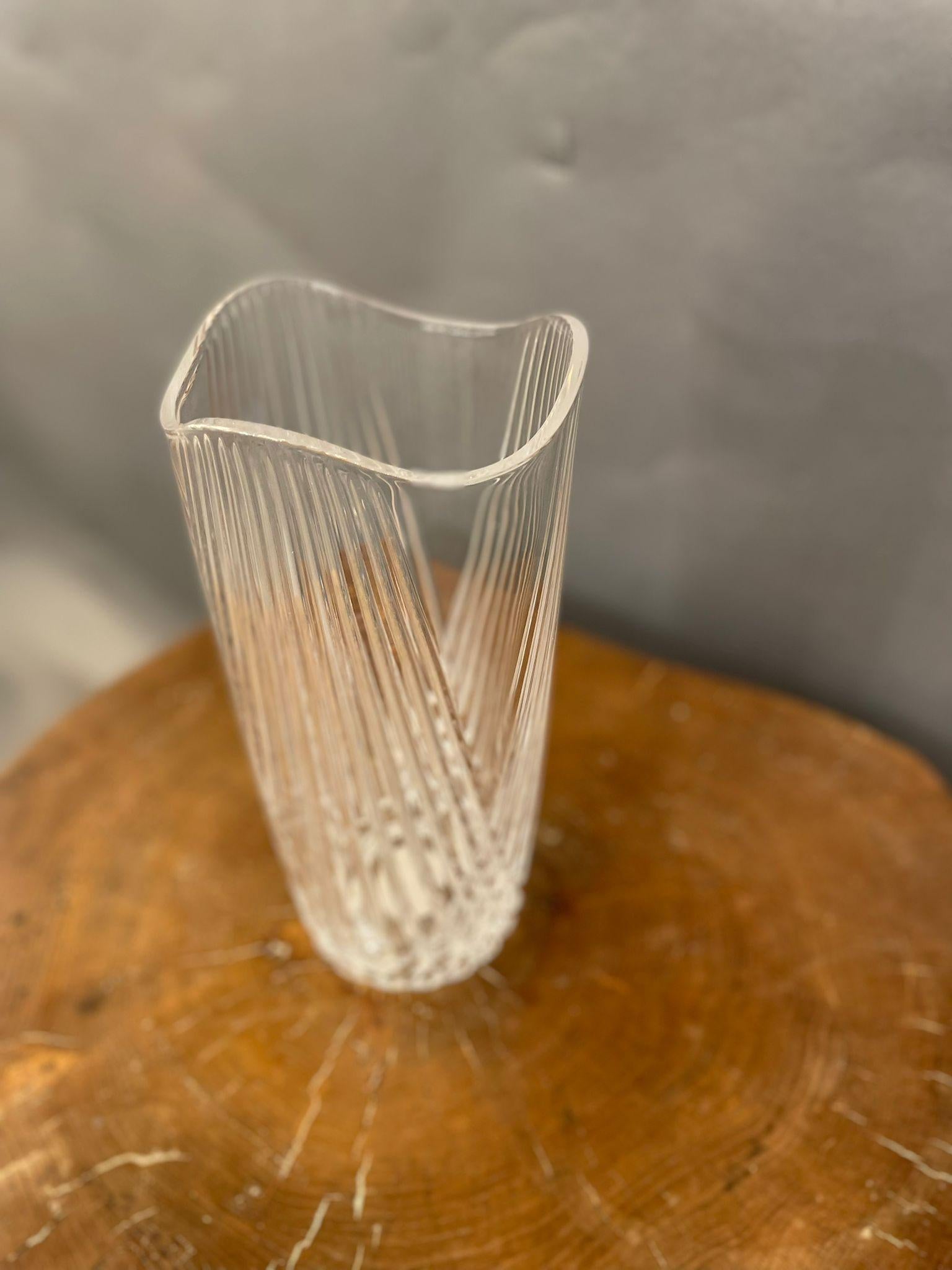 Late 20th Century Italian Cut Crystal Vase, Italy 1970s For Sale