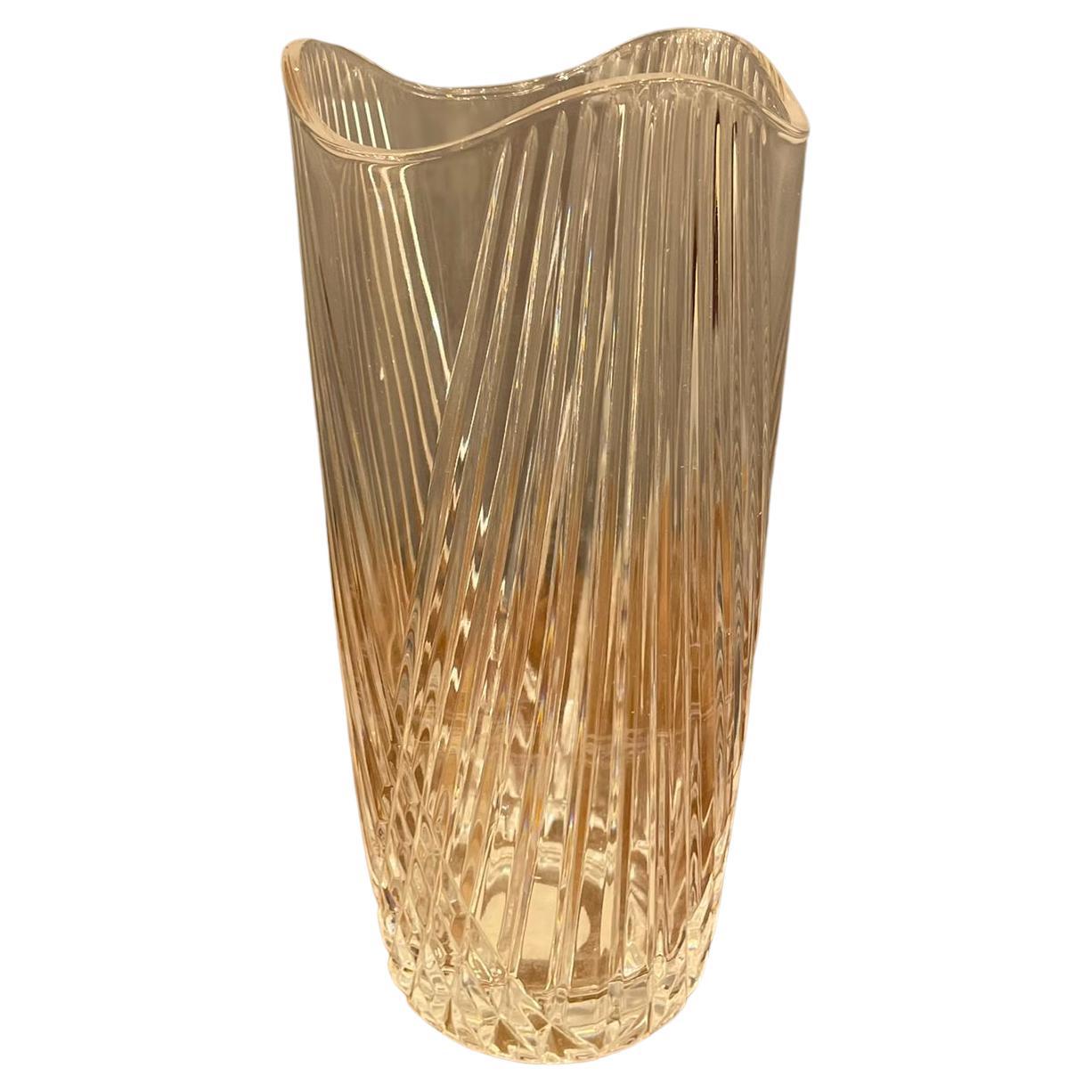 Italian Cut Crystal Vase, Italy 1970s For Sale