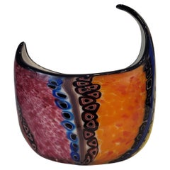 Italian Crystal Vase yellow pink blue Millefiori 20th Millefiori glass