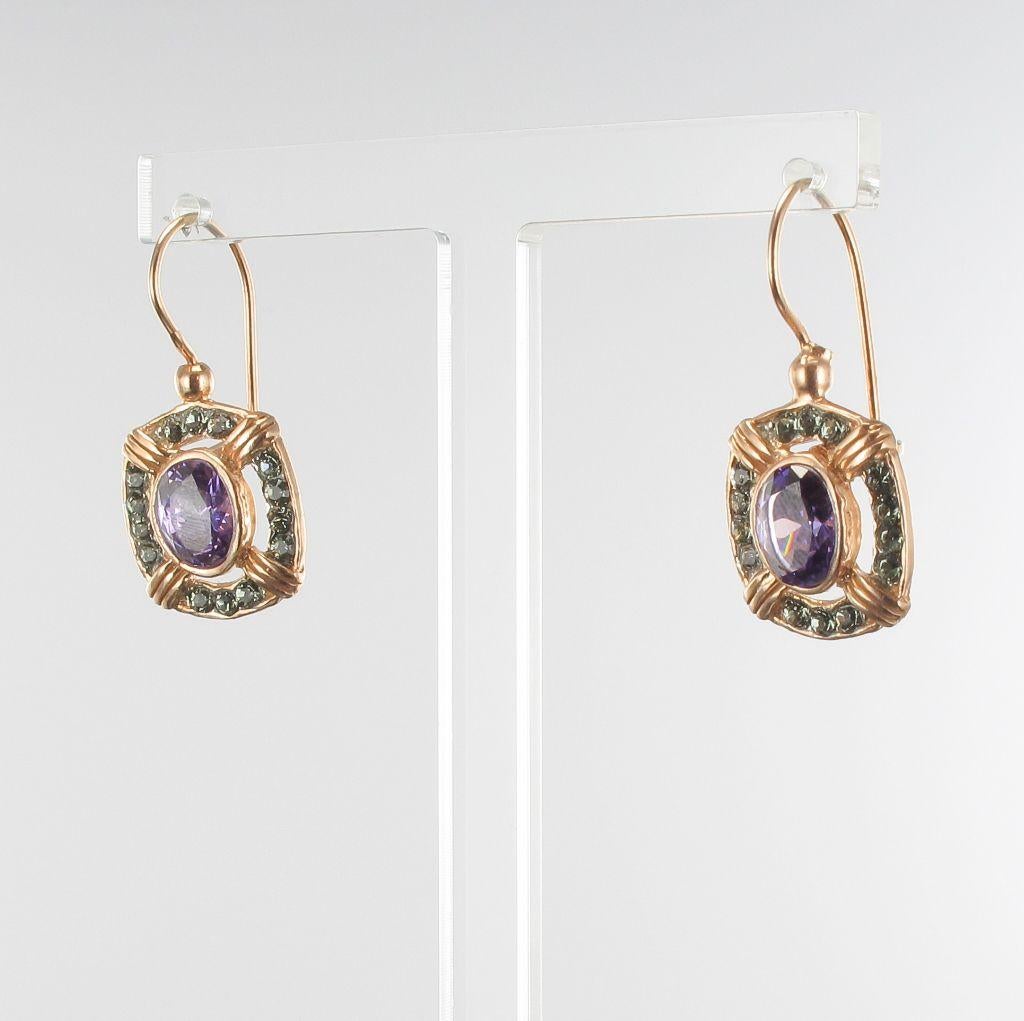 French Cut Italian Crystal Vermeil Antique Style Earrings