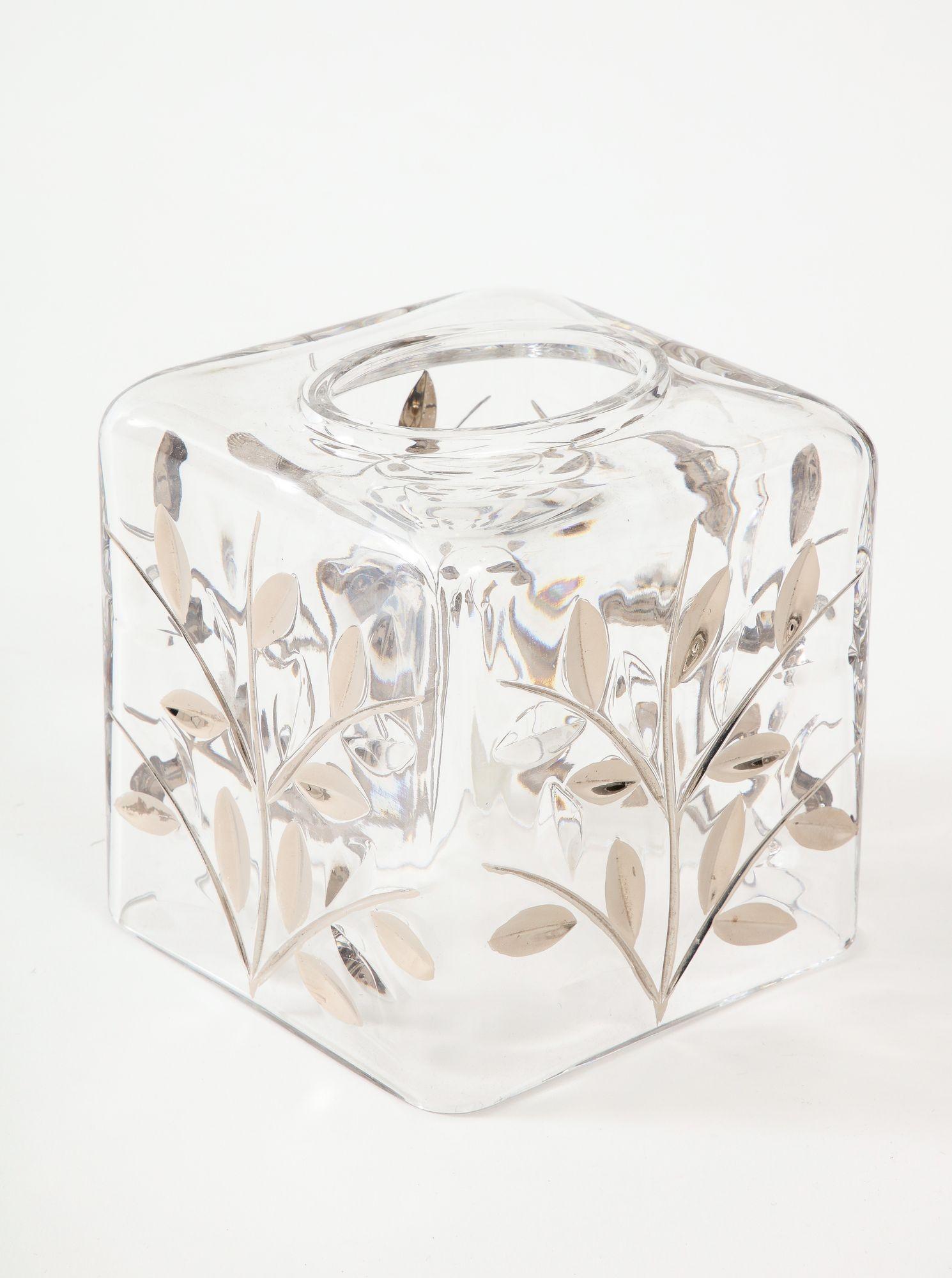 Italian Crystal Waste Basket and Tissue Cover For Sale 1