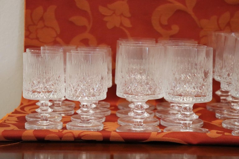 Italian Crystals Glasses Set with 40 Glasses, 2 Decanters and 2 Bottles