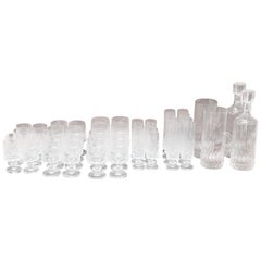 Vintage Italian Crystals Glasses Set with 40 Glasses, 2 Decanters and 2 Bottles