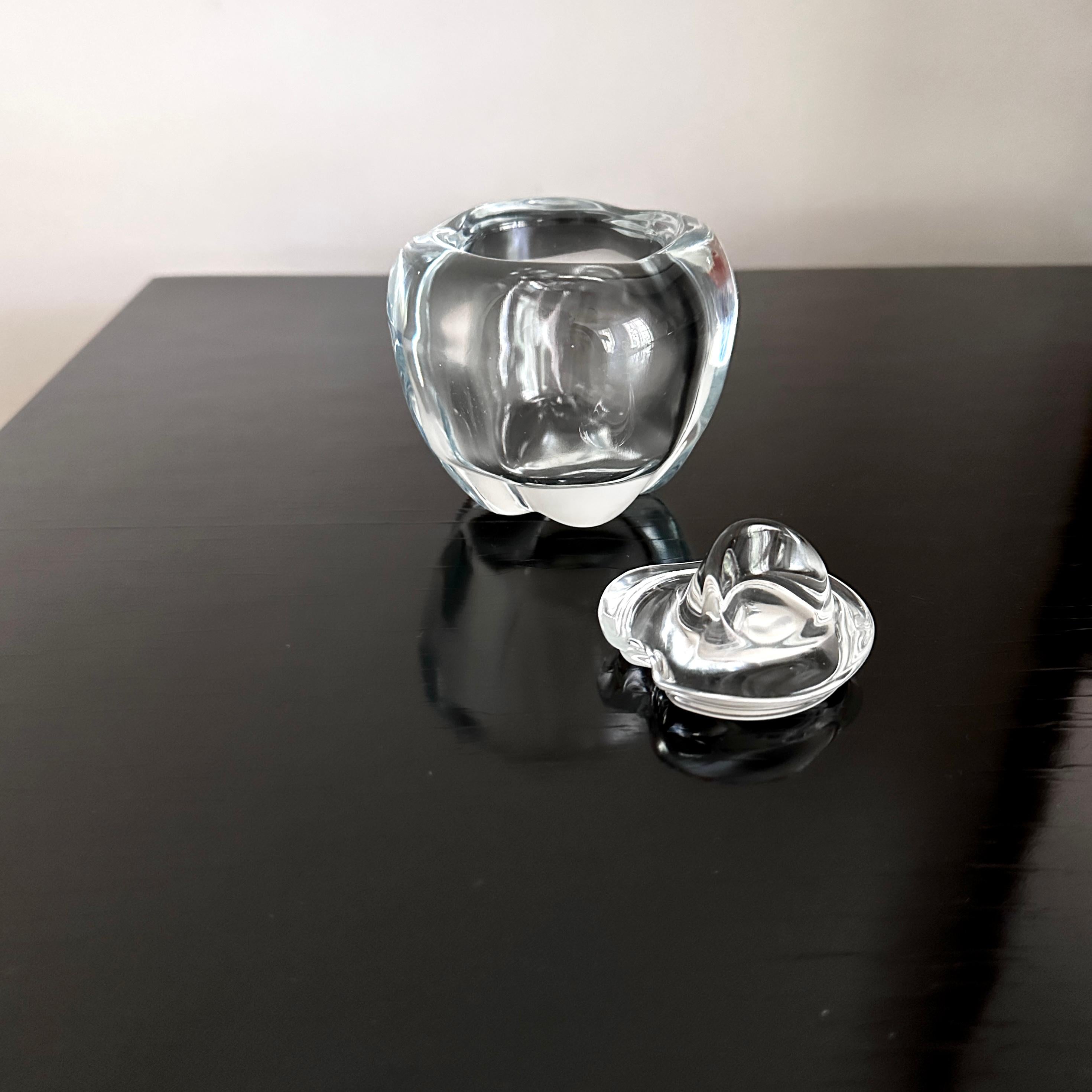Blown Glass Italian Crystel Apple Form Jam Jar Designed by Elsa Peretti for Tiffany & Co. For Sale