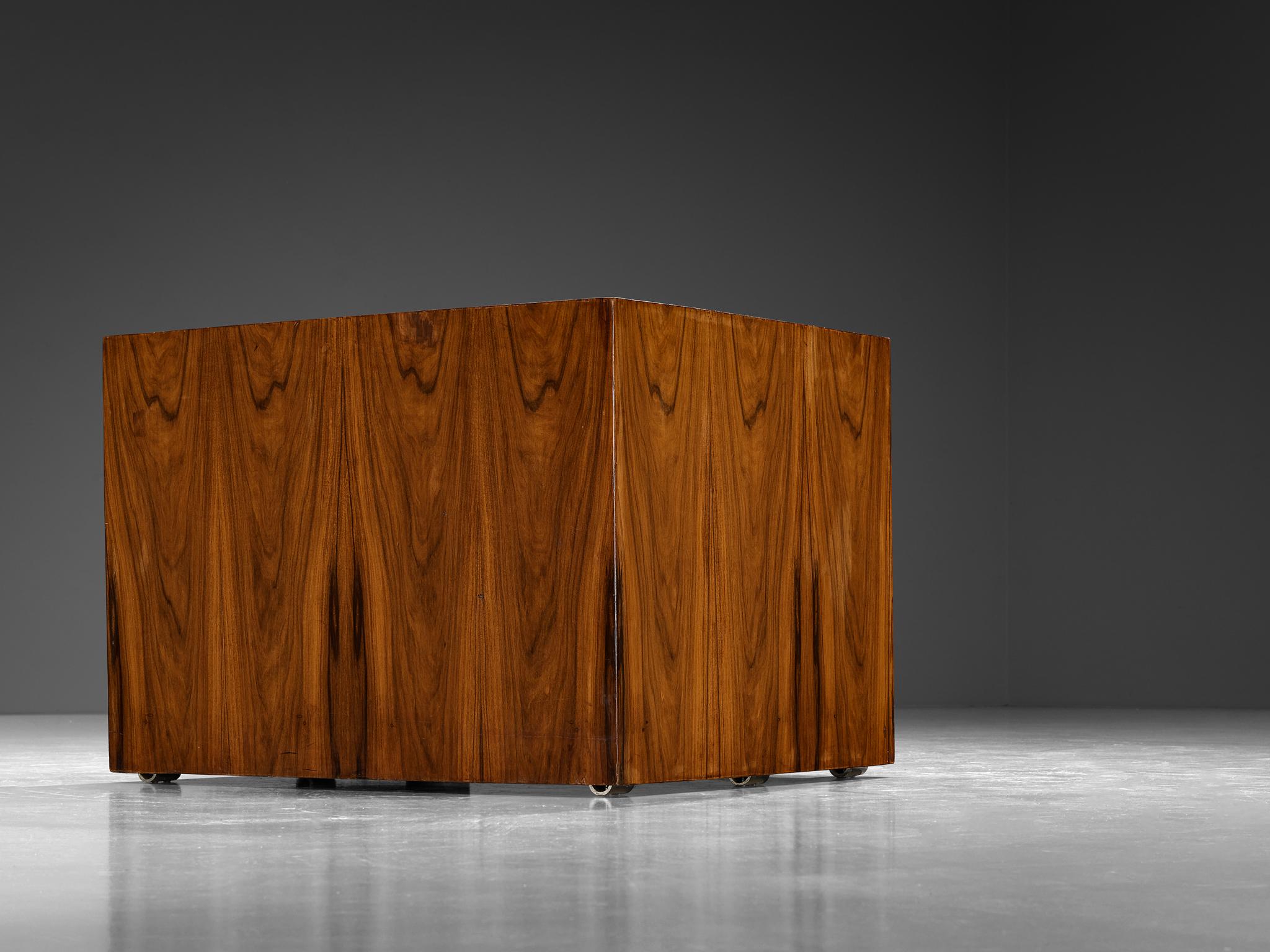 Chaise longue italienne Cubic en noyer et tapisserie noire Bon état à Waalwijk, NL