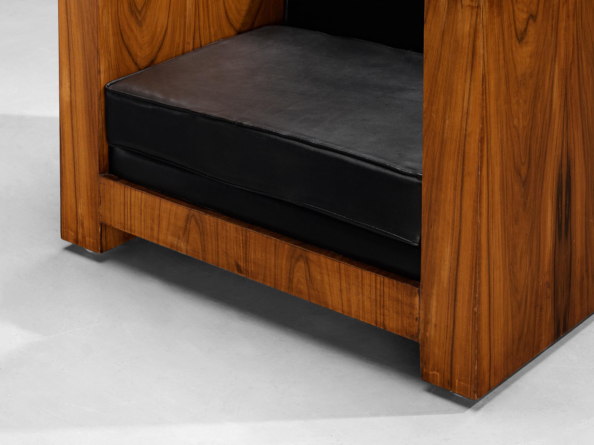 Chaise longue italienne Cubic en noyer et tapisserie noire 3
