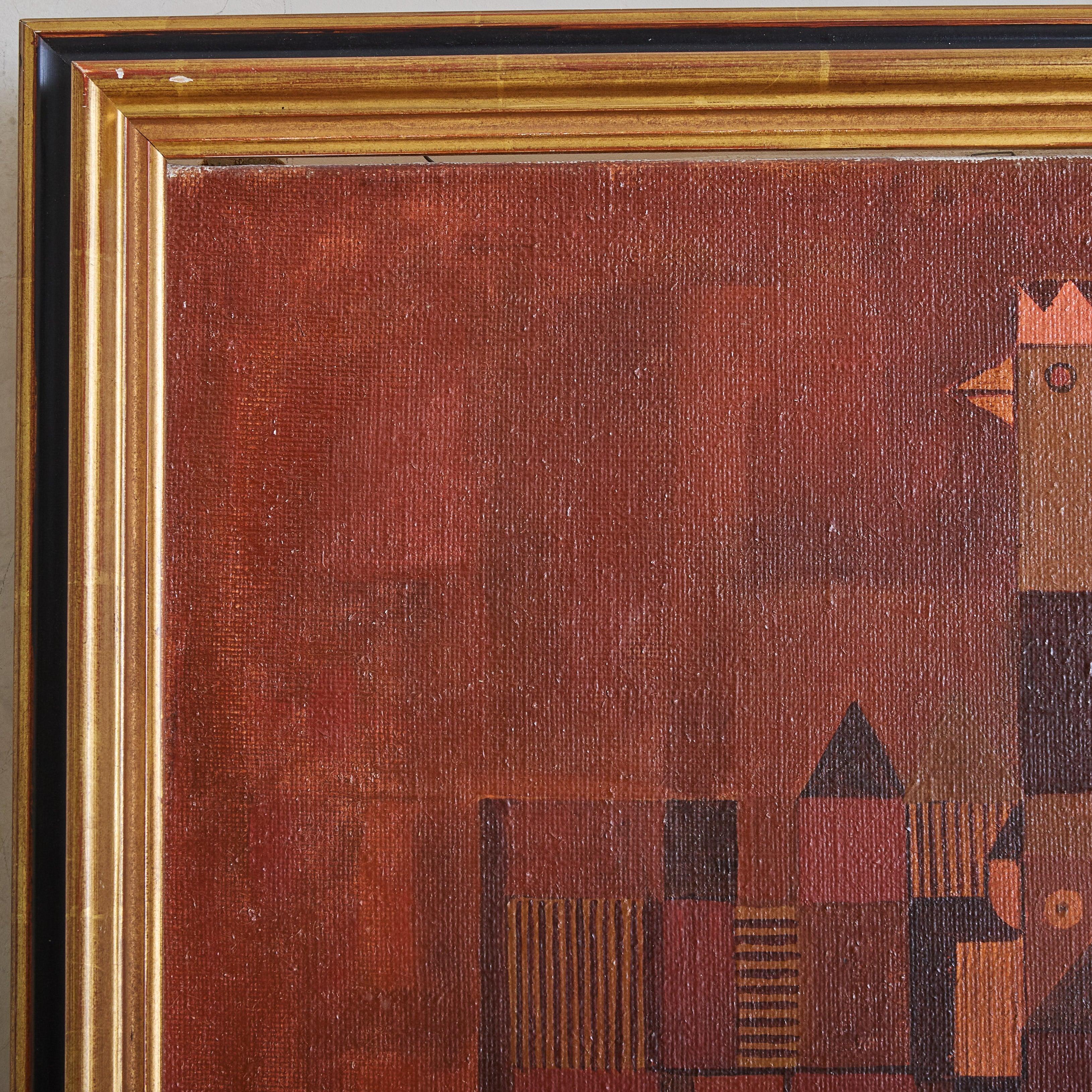 Italienisches kubistisches Gemälde, Öl auf Leinwand, Gemälde von Boggio, 1971 (Französisch) im Angebot