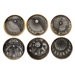 Italian Cupolas by Piero Fornasetti Set of Plates Vintage, Italy, 1960s