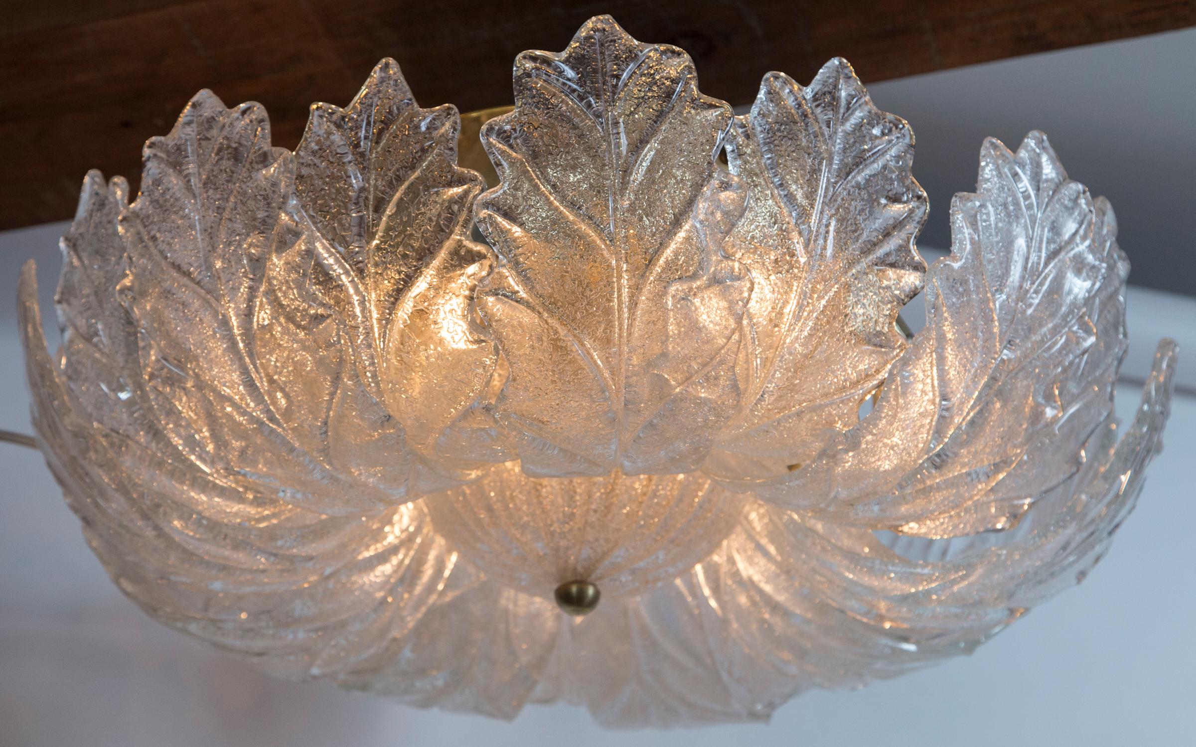 Mid Century Italian Curling Leaf Ceiling Fixtures,  2 Available In Excellent Condition For Sale In Westport, CT