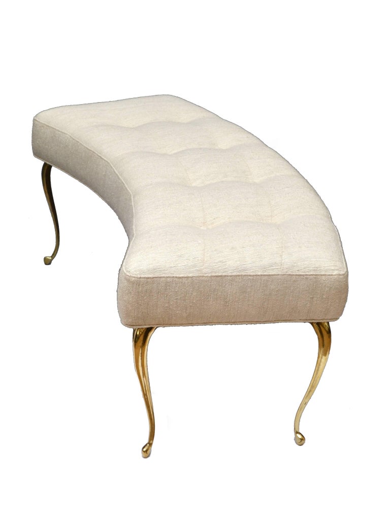 Italian Curved Bench with Brass Legs at 1stdibs