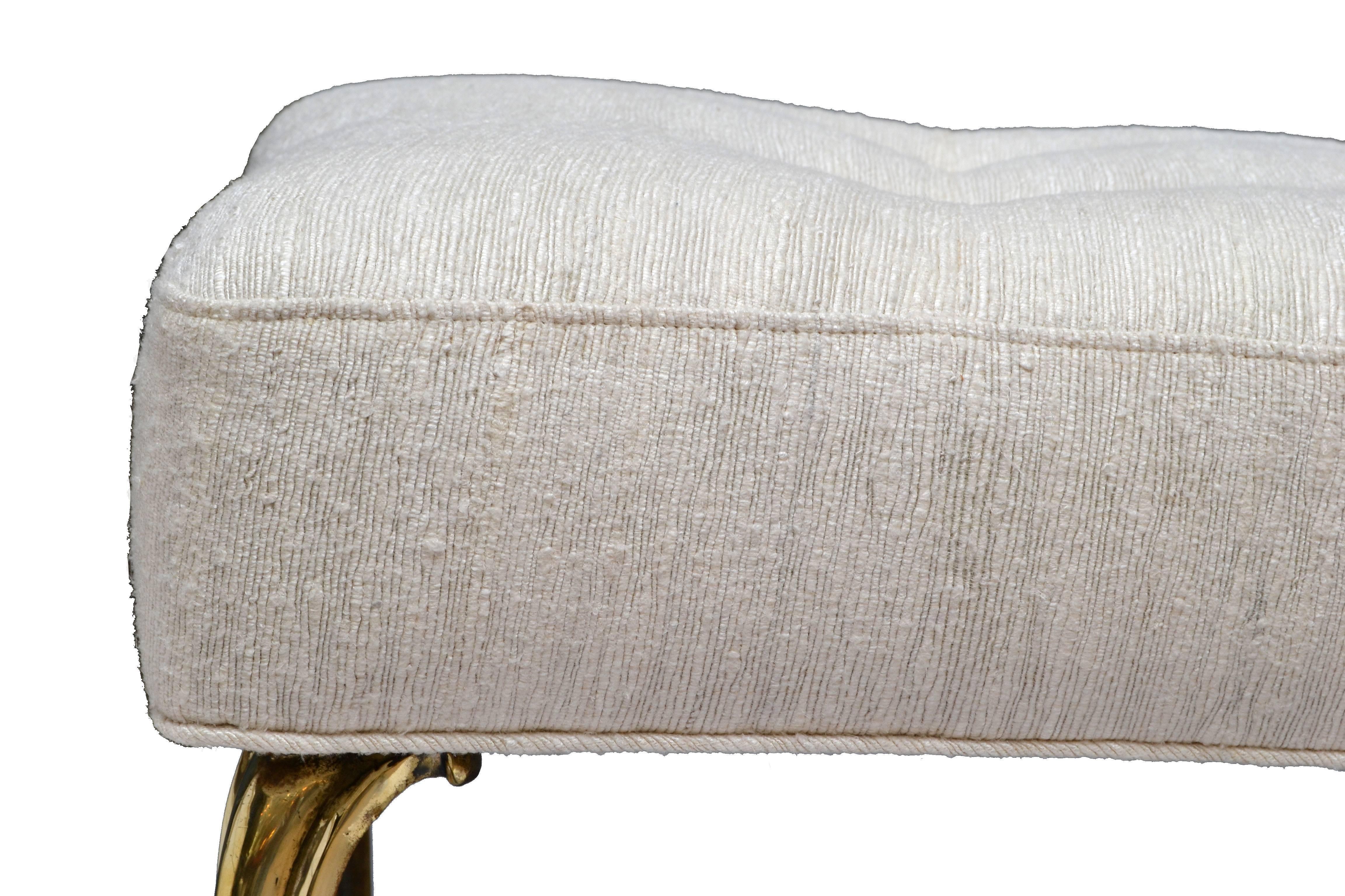 Fabric Italian Curved Bench with Brass Legs
