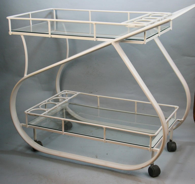 Italian Curved Cast Aluminum Bar Cart at 1stDibs