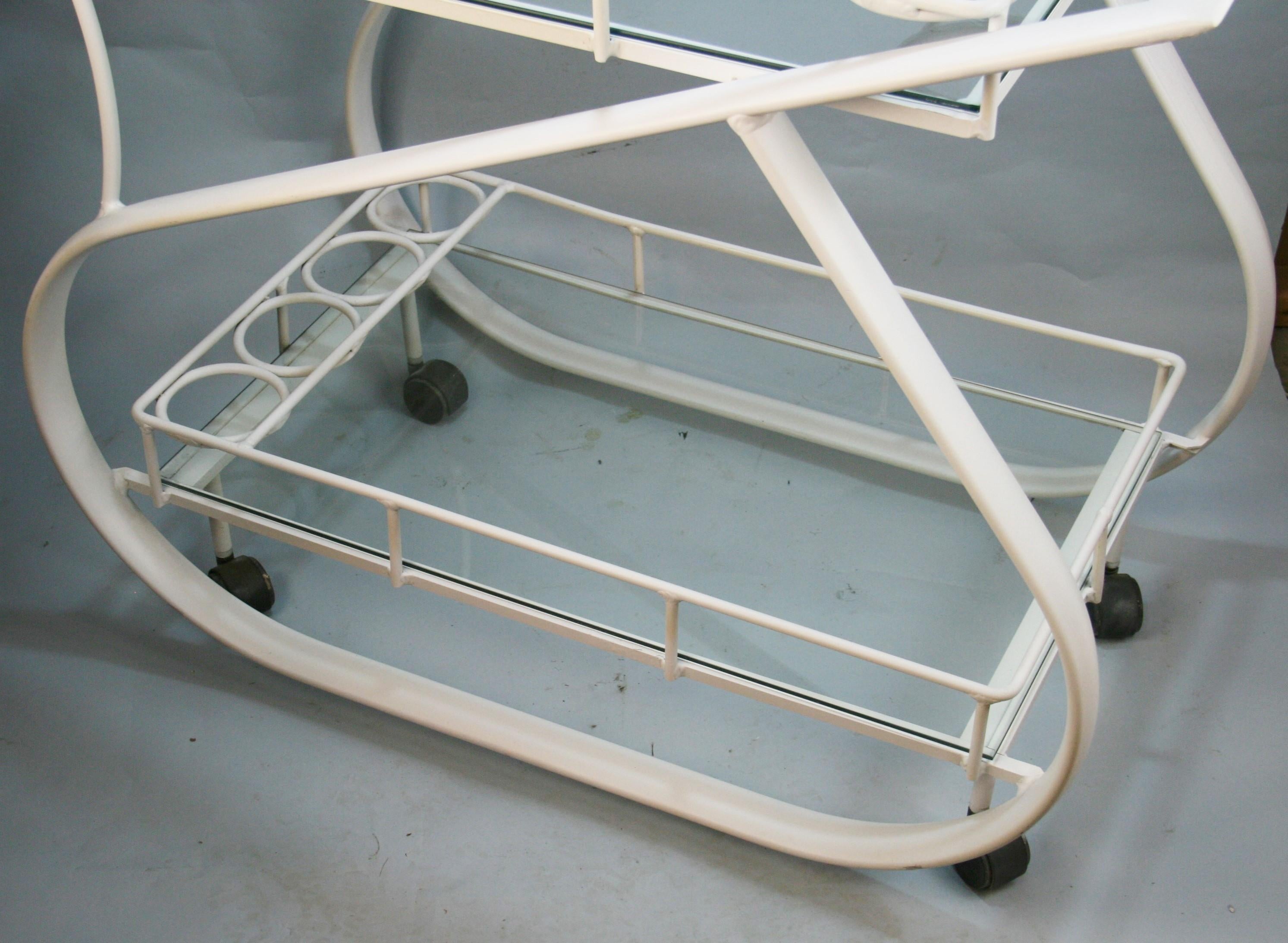 20th Century Italian Curved Cast Aluminum Bar Cart