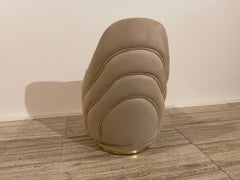 Italian Curved Designer Suede Fabric Chair, Collier