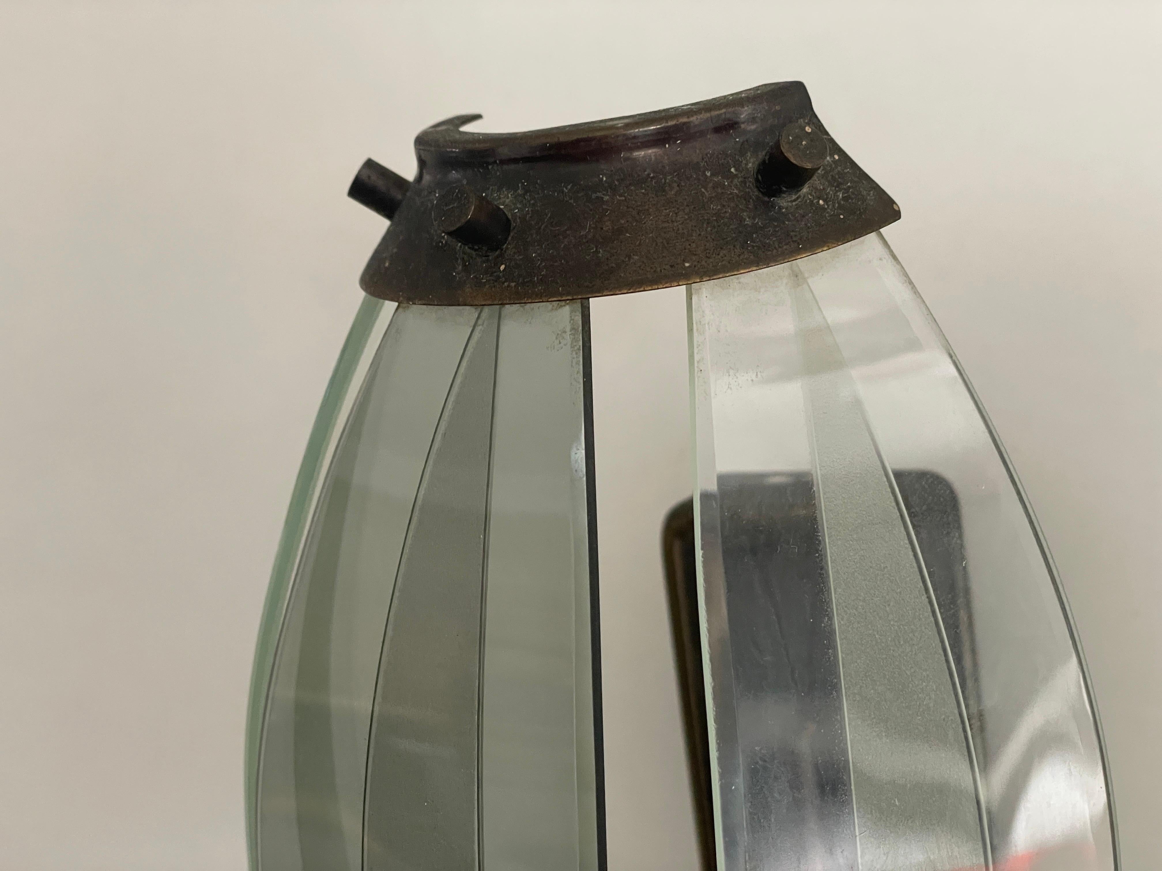 Ensemble de 3 appliques italiennes en verre incurvé et en métal, années 1950, Italie en vente 2