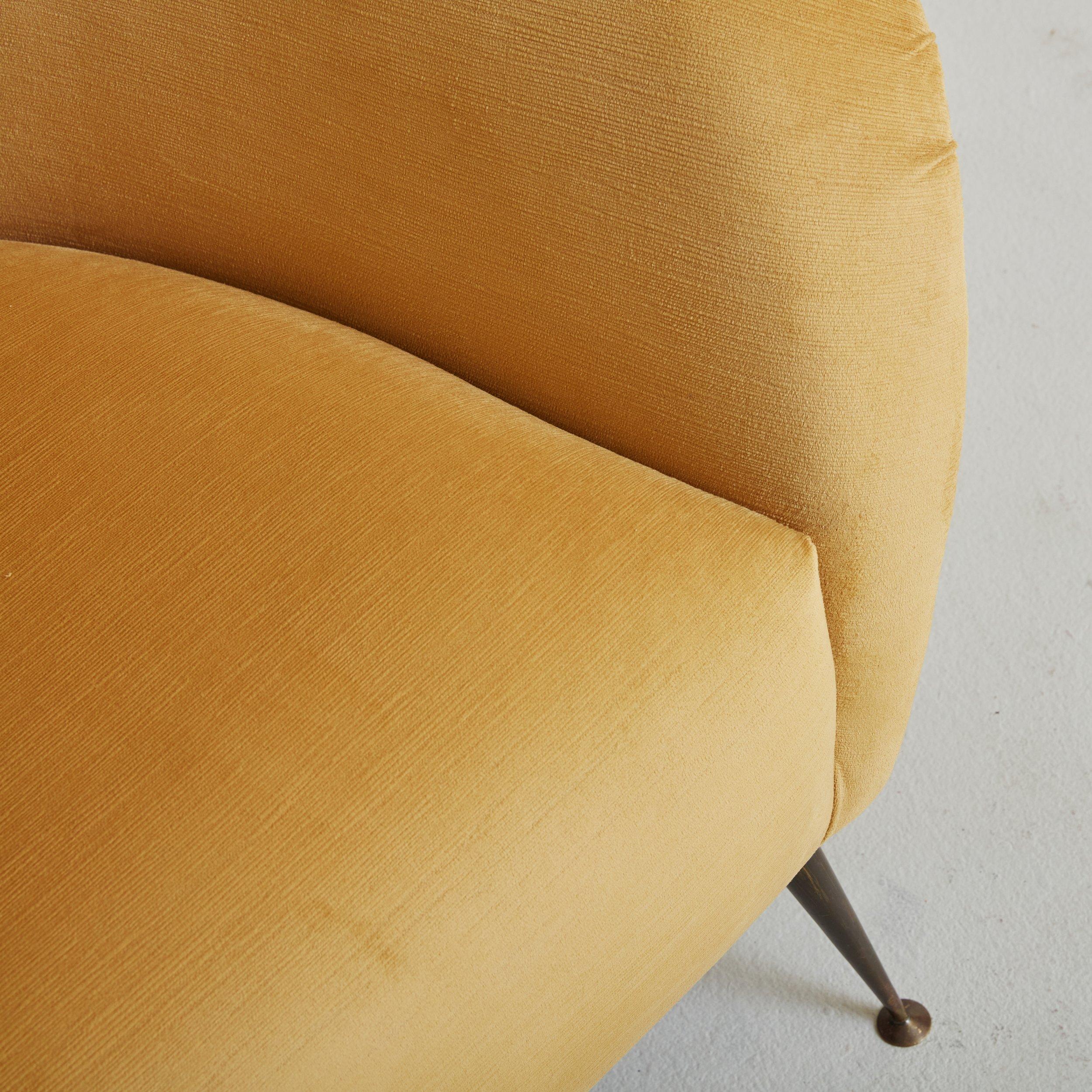 Upholstery Italian Curved Loveseat in the Style of Gio Ponti, 1960s