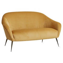 Italian Curved Loveseat in the Style of Gio Ponti, 1960s
