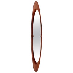 Italian Curved Plywood Frame Mirror, 1950s